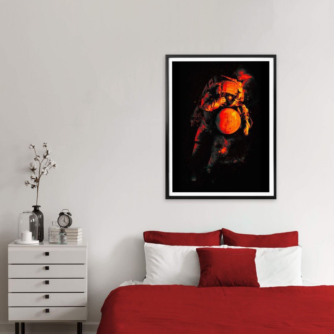 Wall-Art Poster Astronaut Weltall, Schwarz Wandposter Wandbild, St), Bild, Mars (1 Astronaut Poster