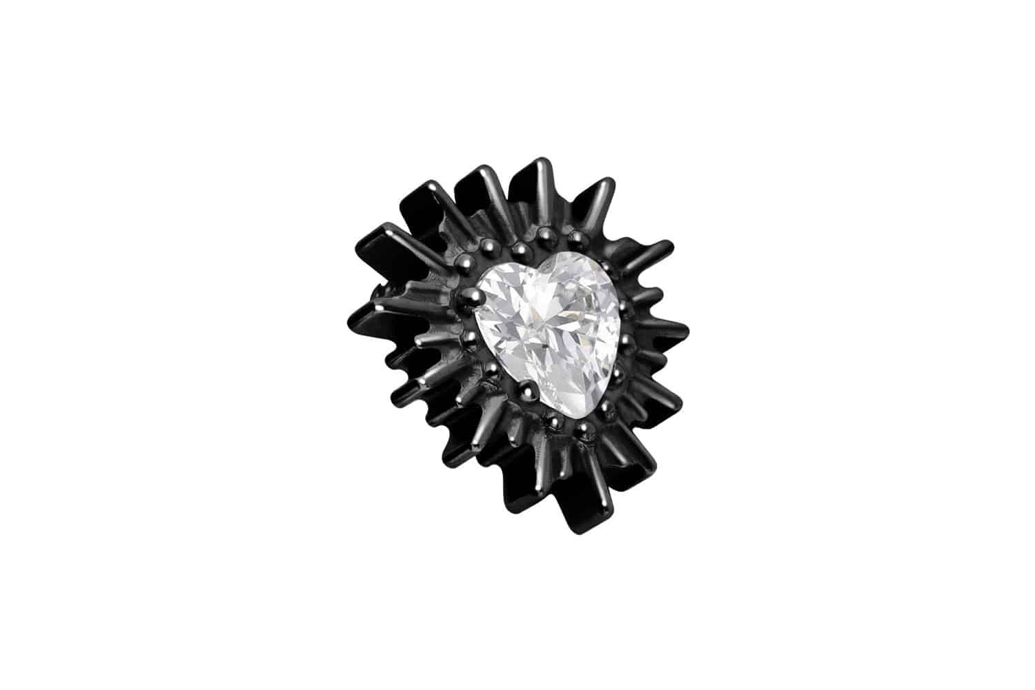 PIERCINGLINE Piercing-Set Titan Schraubaufsatz mit Außengewinde KRISTALLHERZ + SONNENSTRAHLEN (Schraub-Aufsätze, 1-tlg)
