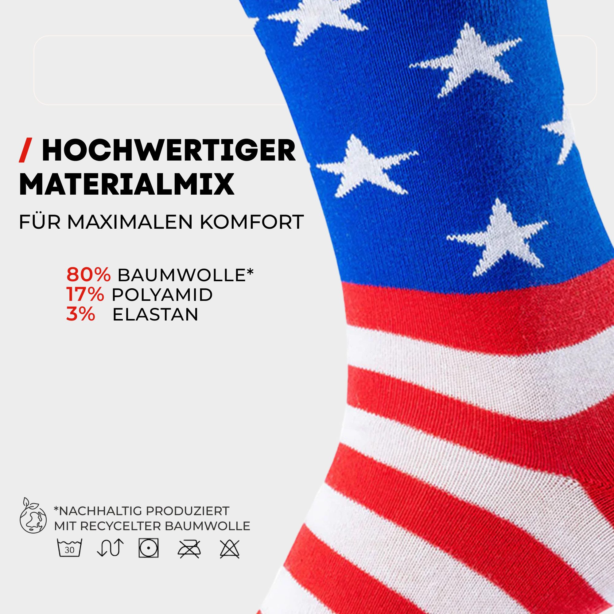 Chili Lifestyle Freizeitsocken USA Lustige Socken mit Spruch Banderole als Geschenksocken (Paar, 1-Paar, Mit Spruchbanderole) Weichbund ohne Gummidruck