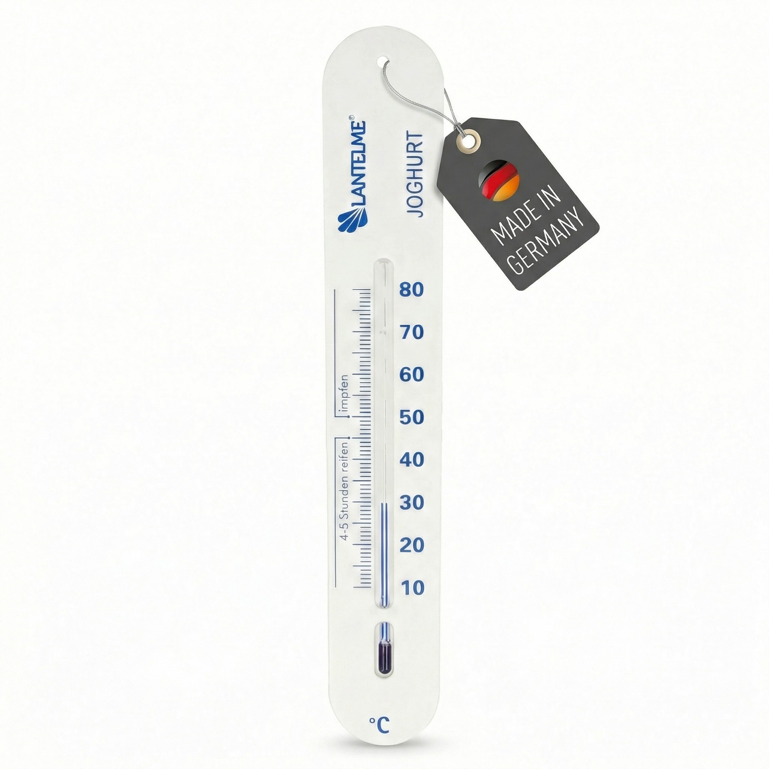 Lantelme Kochthermometer Joghurtthermometer Selbstsinkend Joghurt Milch Käse Thermometer, 20cm, 10 bis 80 Grad, aus lebensmittelechtem Kunststoff, mit Schnur