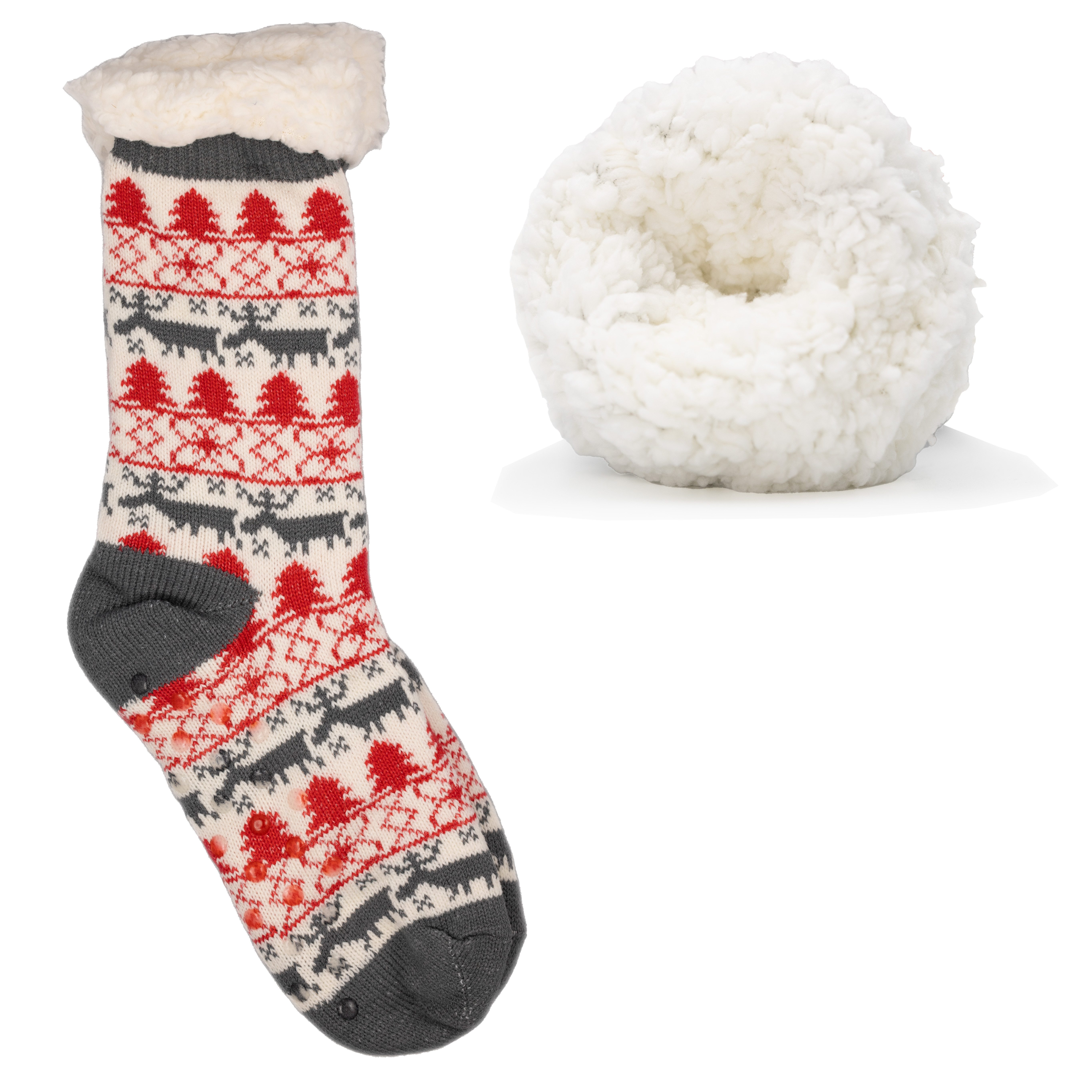 Frostfighter Haussocken Damen Hüttensocken mit ABS Stoppersohle (1-Paar) Hüttenschuhe, Wolkenfutter, dicke warme gefütterte Socken, Gr.35-41