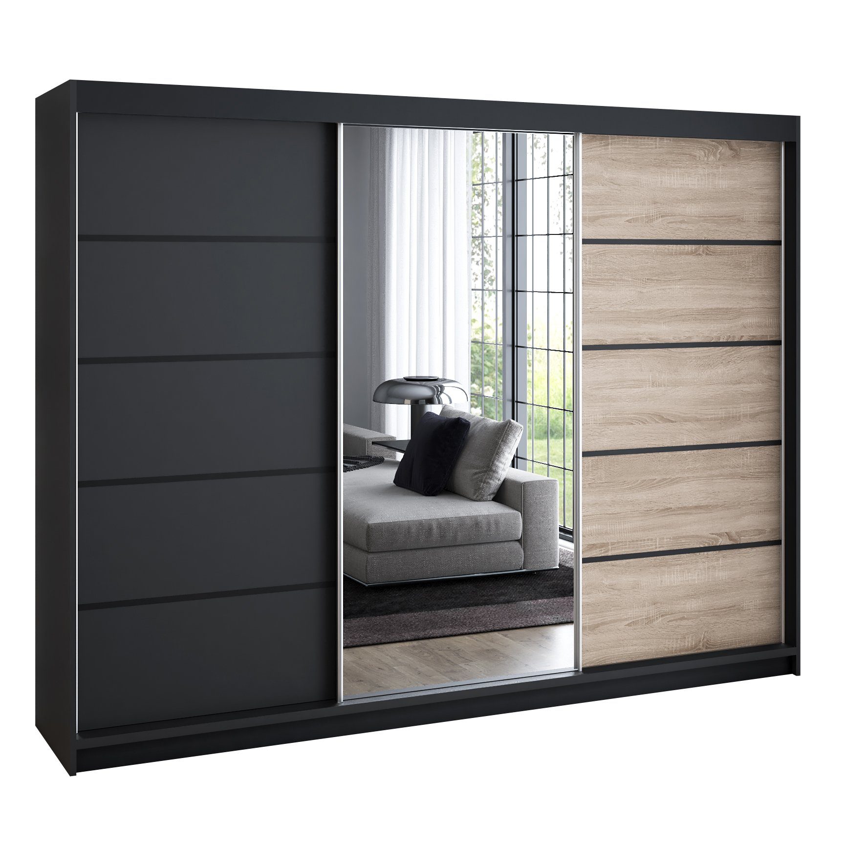 A&J MöbelLand GmbH Schiebetürenschrank VILUNO mit 4 Schubladen und Spiegel günstig online kaufen