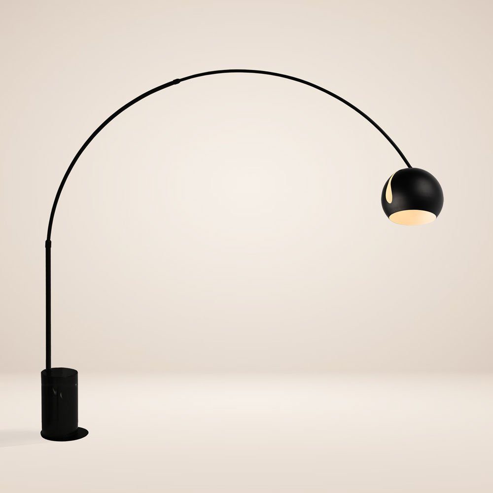 s.luce Stehlampe Ball Bogenlampe mit Marmorfuß modern Schwarz