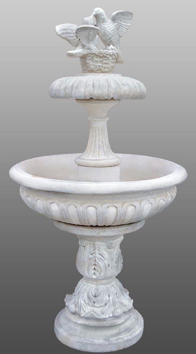 Casa Padrino Gartenbrunnen Jugendstil Springbrunnen mit dekorativen Tauben Weiß Ø 96 x H. 175 cm - Barock & Jugendstil Gartenbrunnen