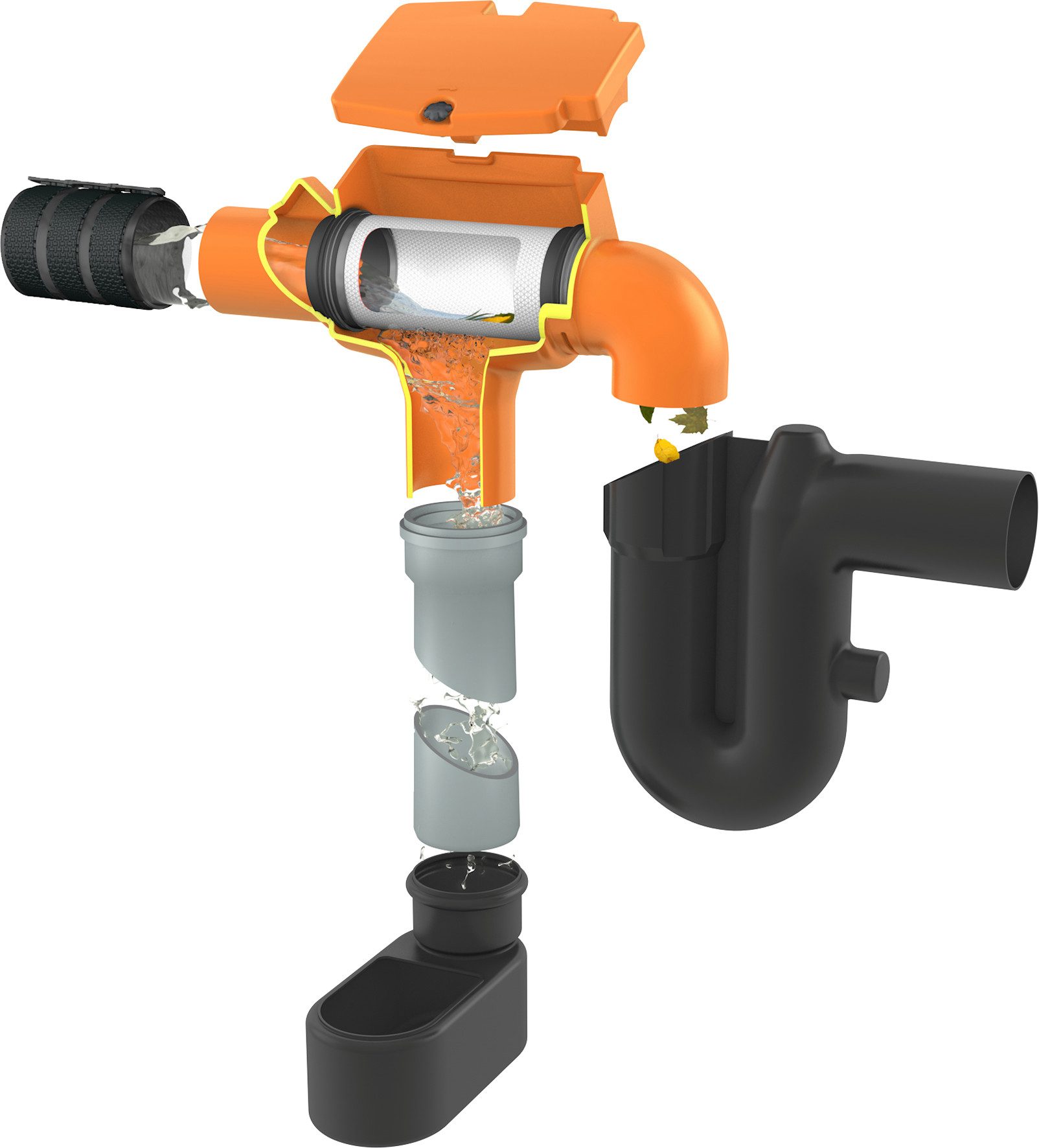 GARANTIA Regentonne SUPRA-Filter Ausbaupaket 2 mit gebogenem Abgang