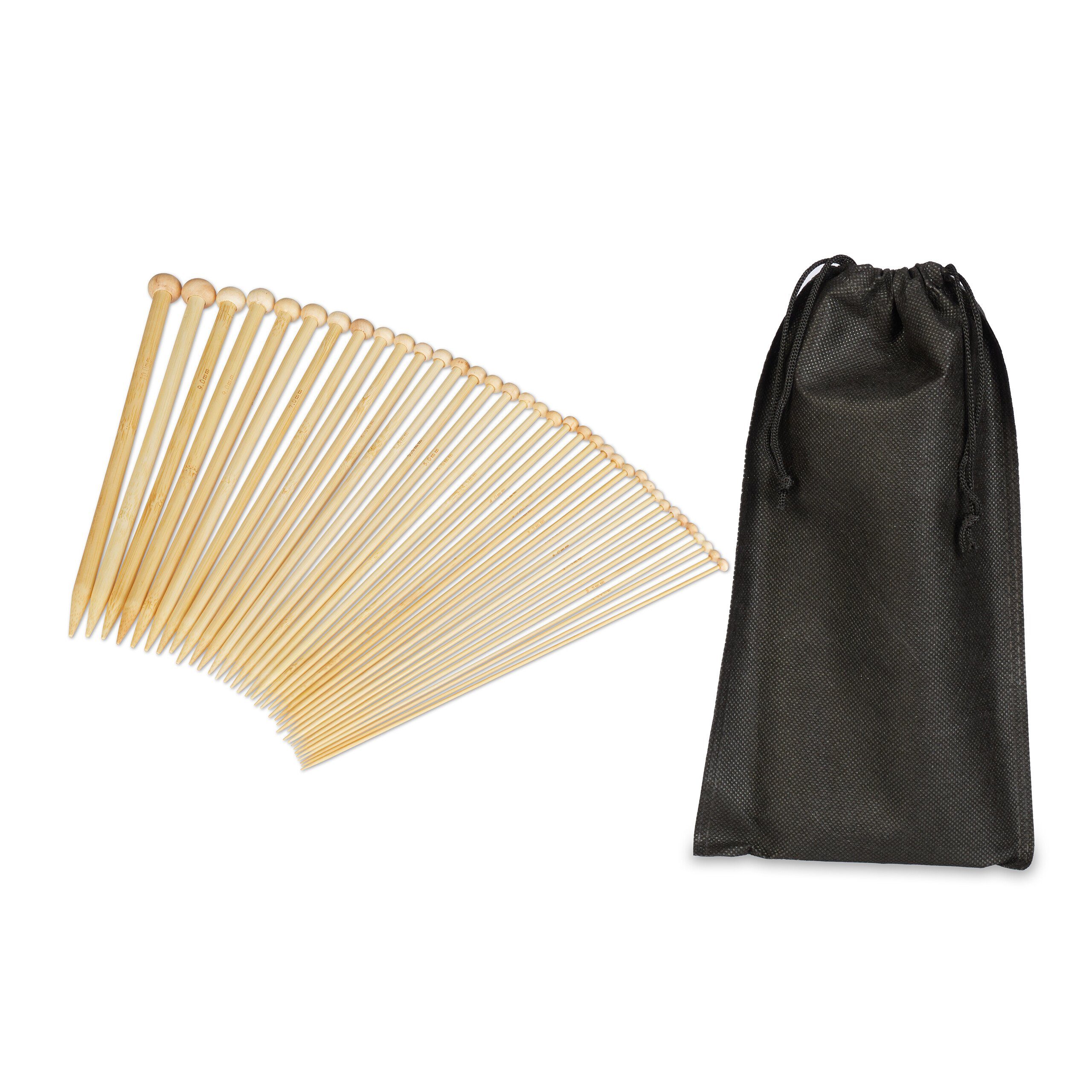 relaxdays Kreativset 36-tlg. Bambus Stricknadelset mit Tasche, (36-tlg)
