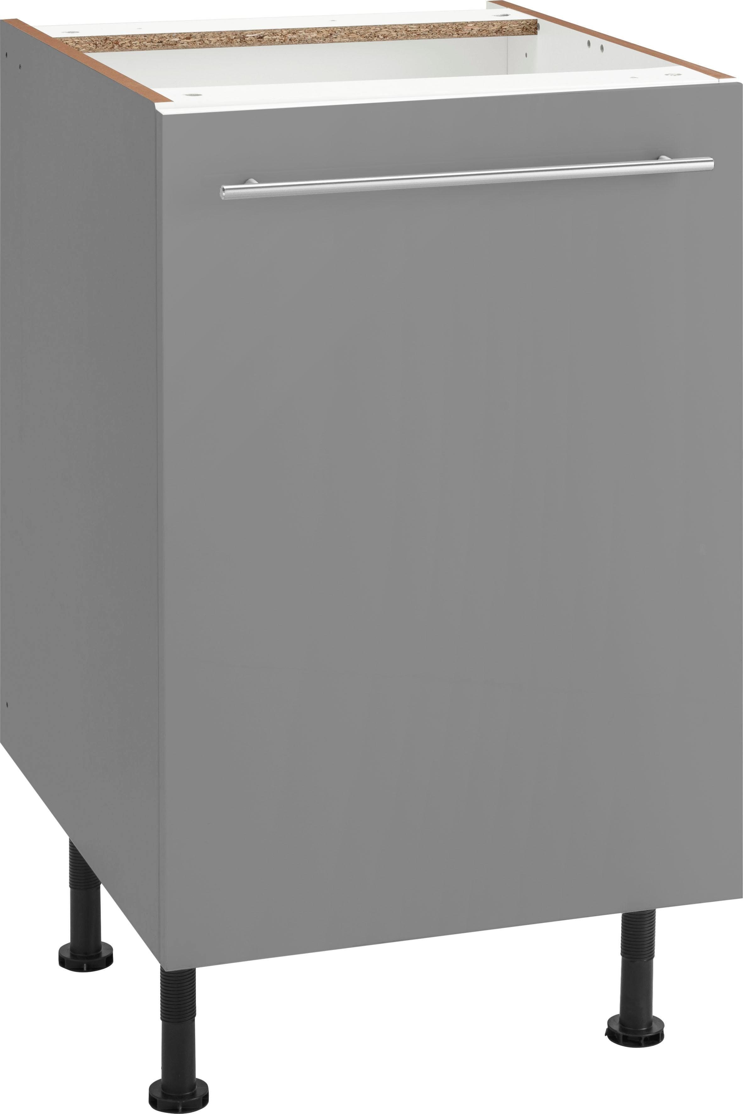 OPTIFIT Unterschrank Bern 50 cm breit, mit 1 Tür mit höhenverstellbaren Füßen, mit Metallgriff basaltgrau/basaltgrau