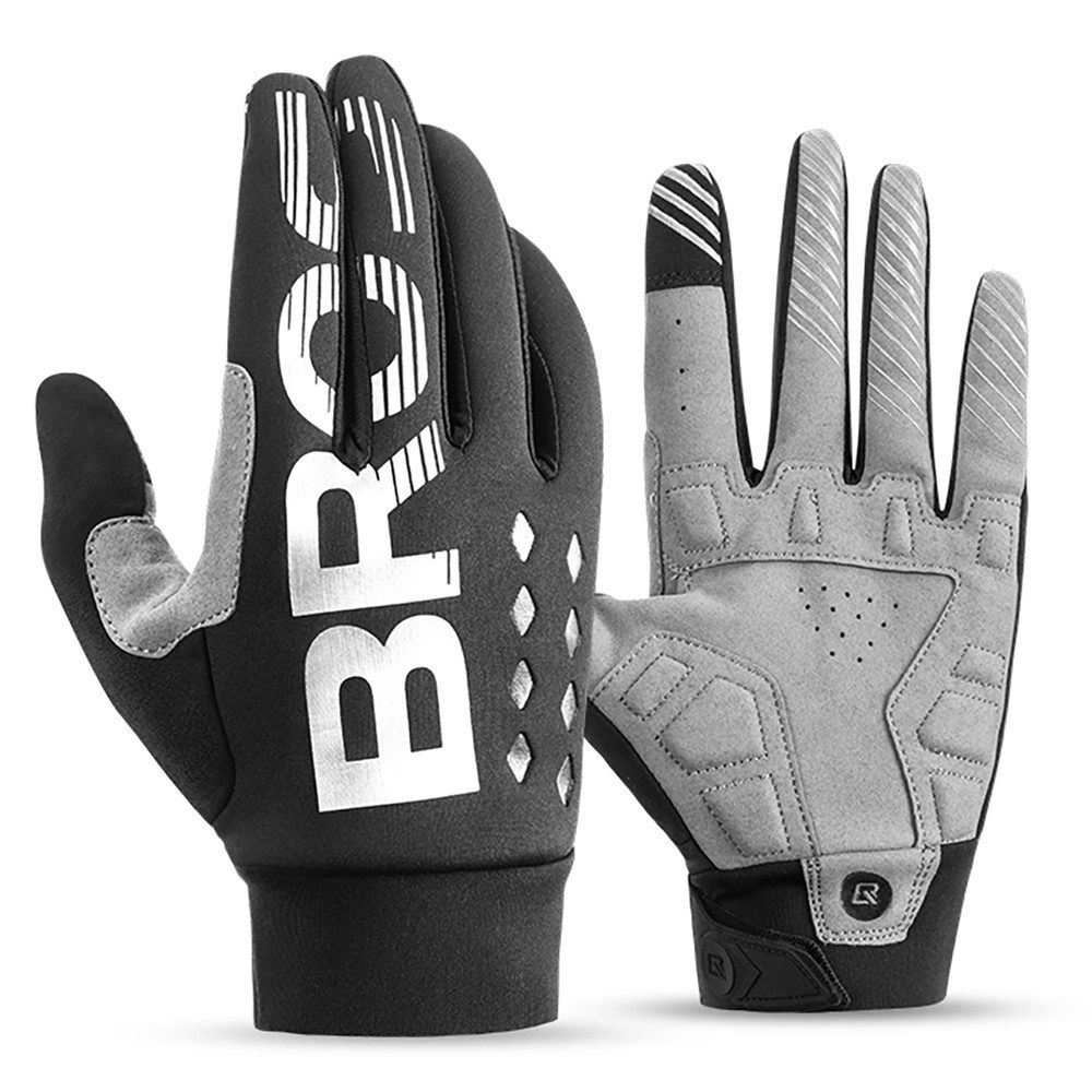 ROCKBROS Fahrradhandschuhe Winterhandschuhe Langfingerhandschuhe Radsporthandschuhe (Spar-Set, 1-St., L) Touchscreen, Fleecefutter, SBR-Polster, Windschutz