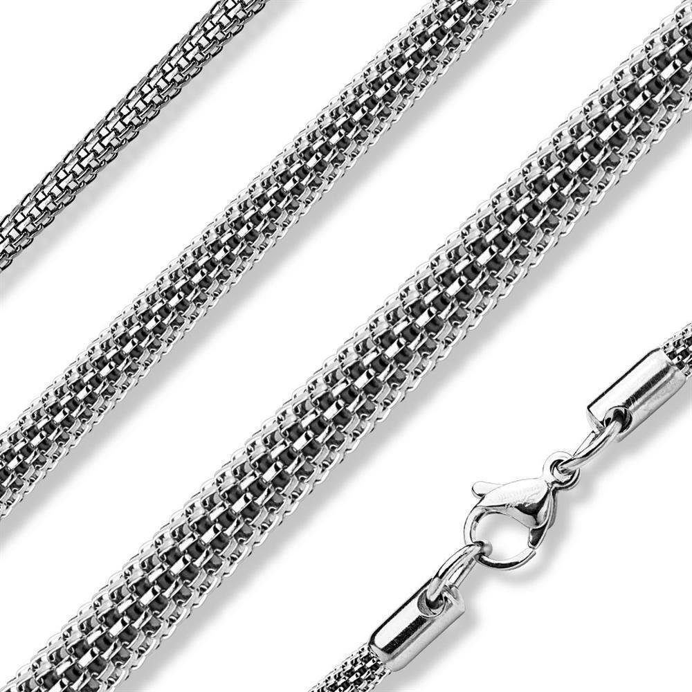 BUNGSA Ketten-Set Kette gewebt aus Edelstahl Unisex (1-tlg), Halskette Necklace Silber