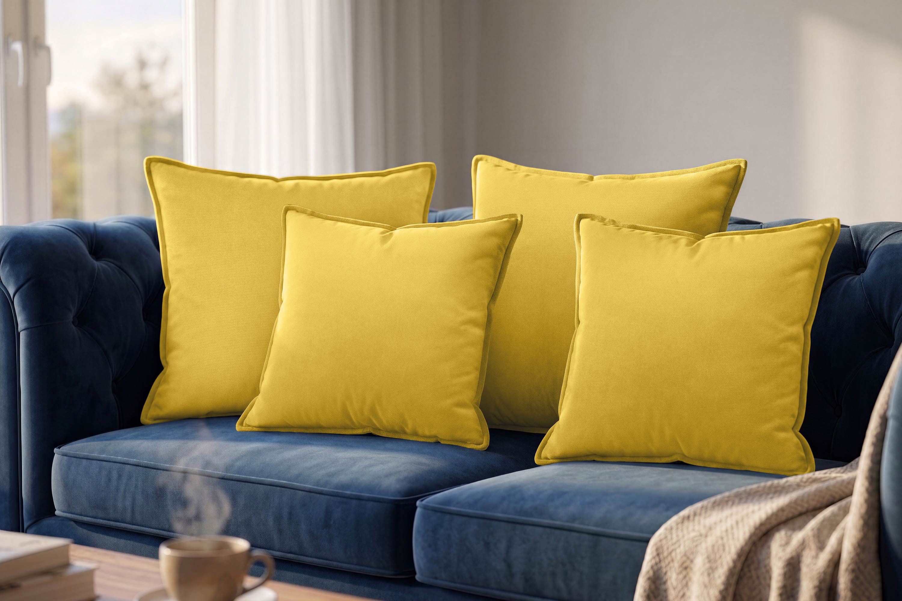 Amilian Dekokissen 4er Set Zierkissen Sofakissen Couchkissen mit Reißverschluss, inklusive Füllung für Sofa, Couch und Bett