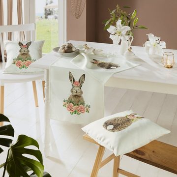 REDBEST Tischdecke Tischläufer "Hase mit Blumen" (1-tlg), Motiv