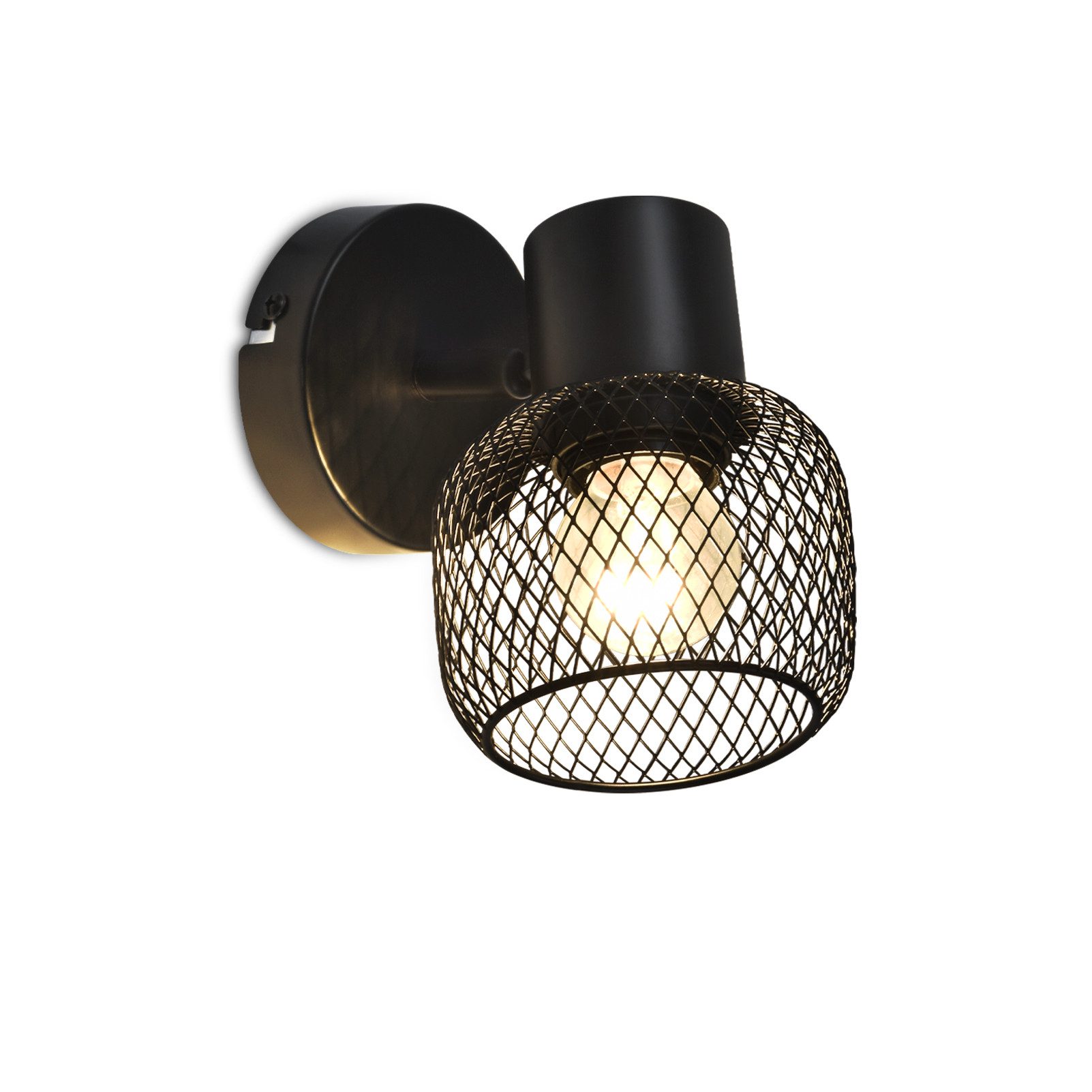 Nettlife Wandstrahler Schwarz Metall Vintage Schwenkbar 330°, Schwenkbar 33 günstig online kaufen