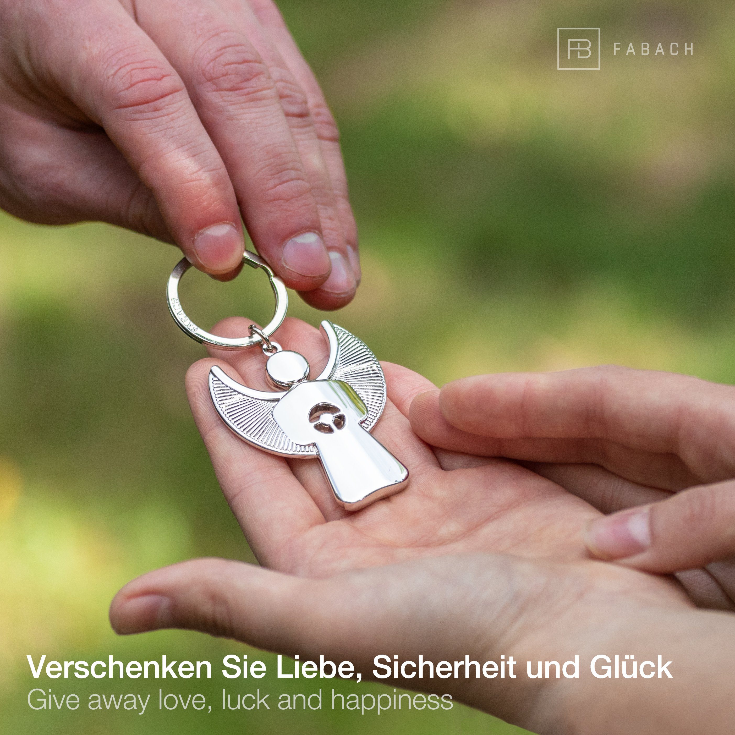 Glücksbringer Pikto FABACH mit Matt Lenkrad Geschenk Schutzengel Silber Schlüsselanhänger - Führerschein