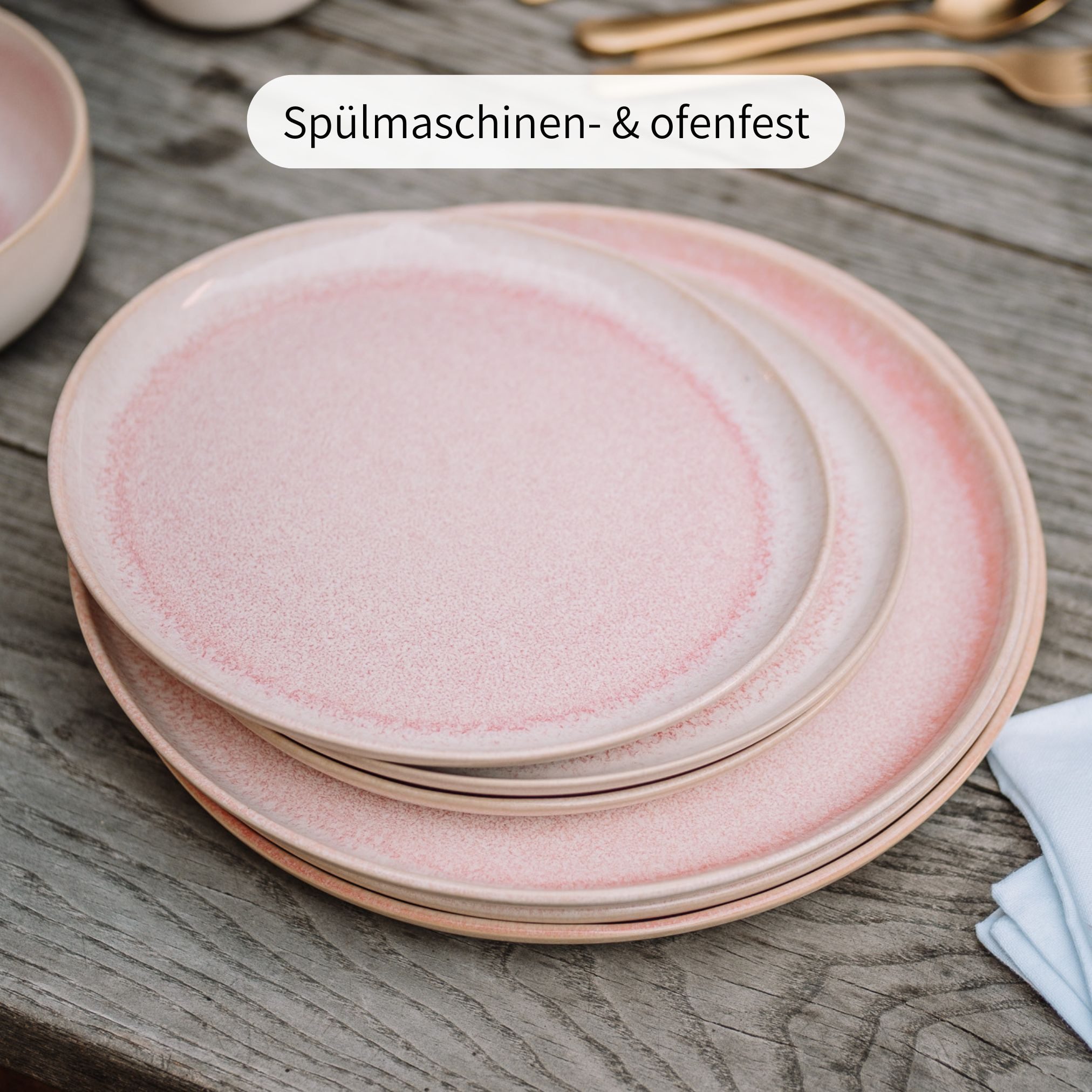 Econovo Teller-Set Handgefertigt (12-tlg), Steingut, Keramikteller Made in Portugal