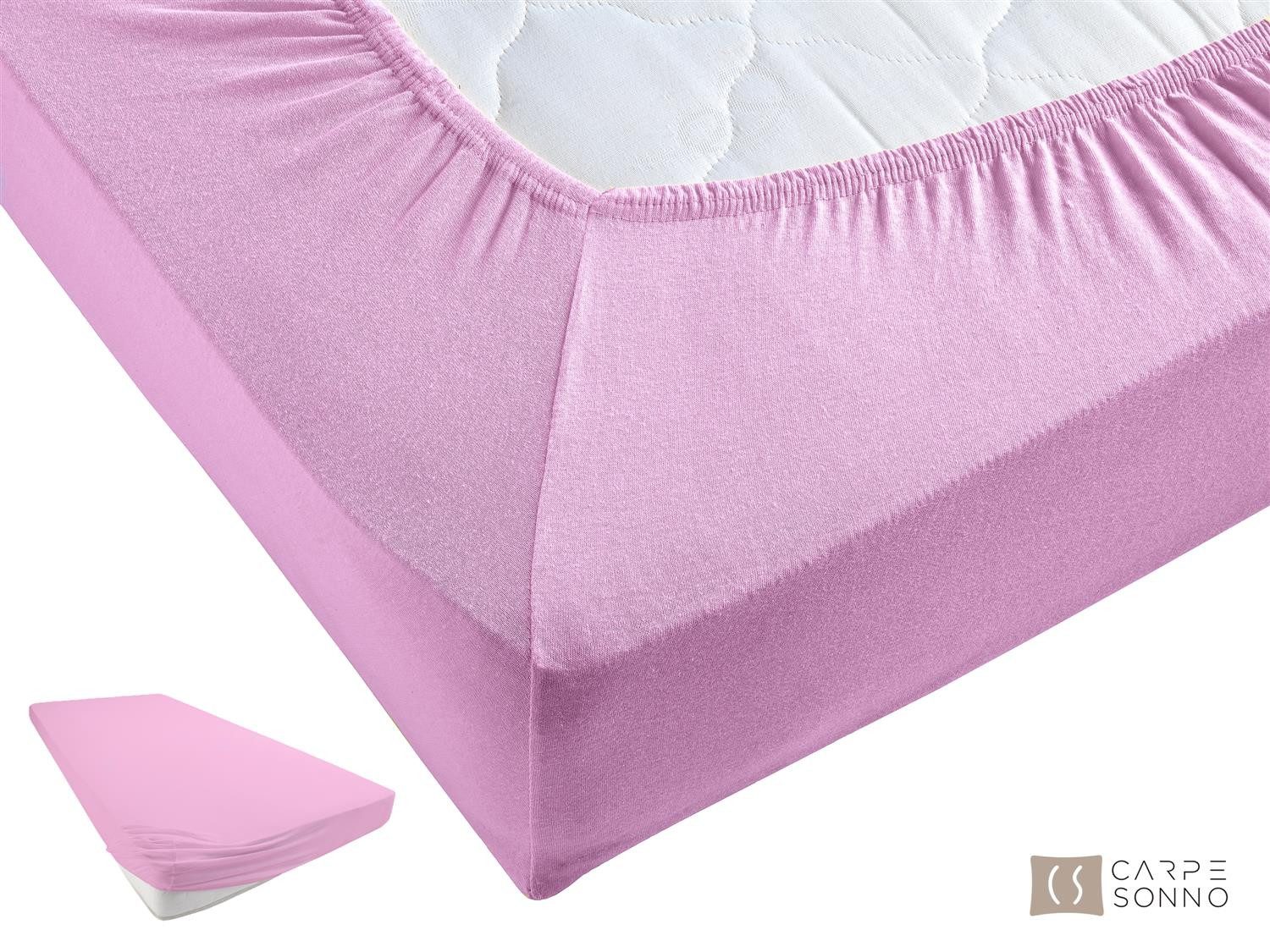 Carpe Sonno Spannbettlaken Jersey 90x200 100x200 120x200 140x200 160x200 180x200 200x200 70x140, Jersey, Gummizug: rundum, (1 Stück), Baumwoll Babybett Spannbettlaken 70x140 Baby Laken Rosa