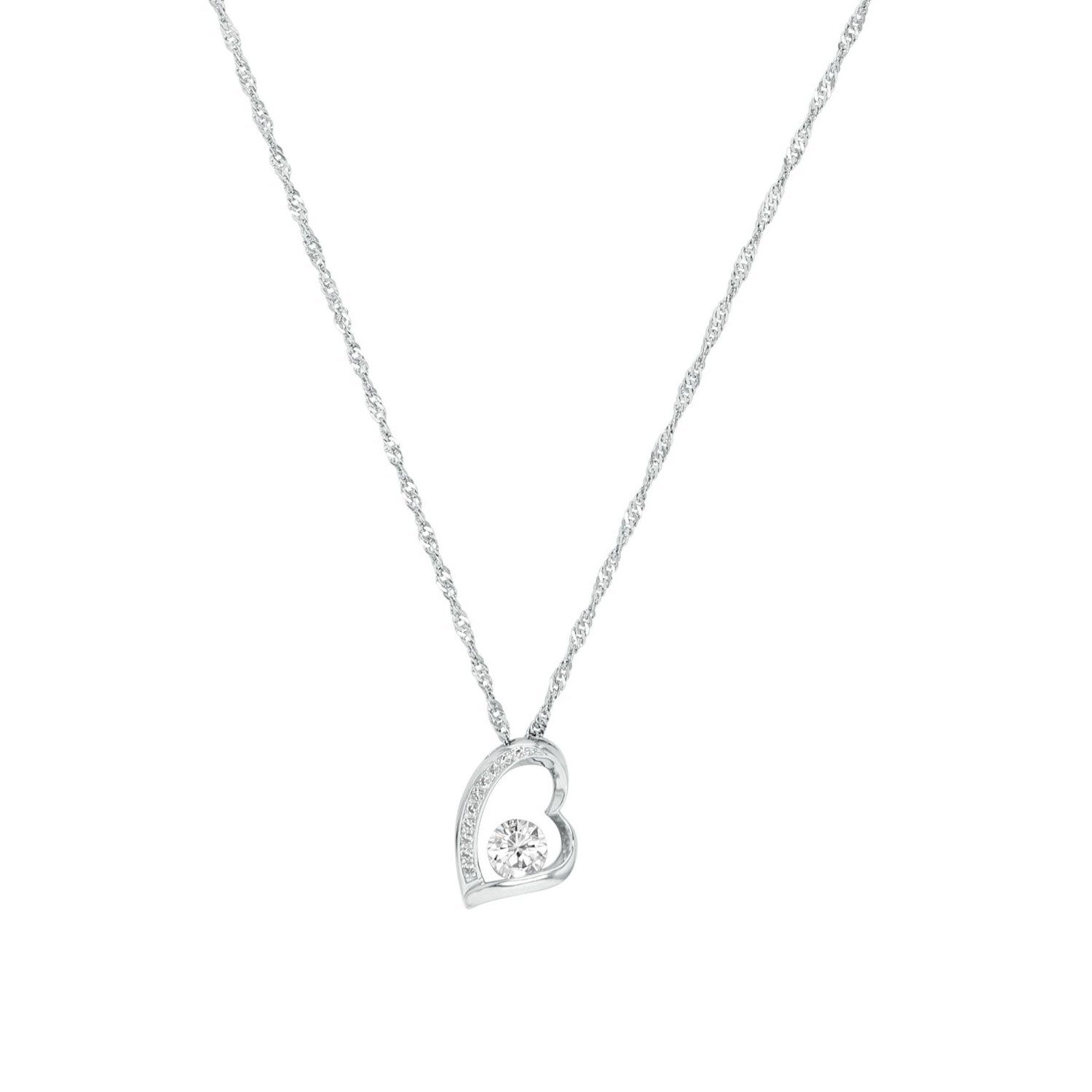 Amor Silberkette für Damen, 925 Sterling Silber, Zirkonia synth., Herz (2-tlg., Kette mit Anhänger) | Silberketten