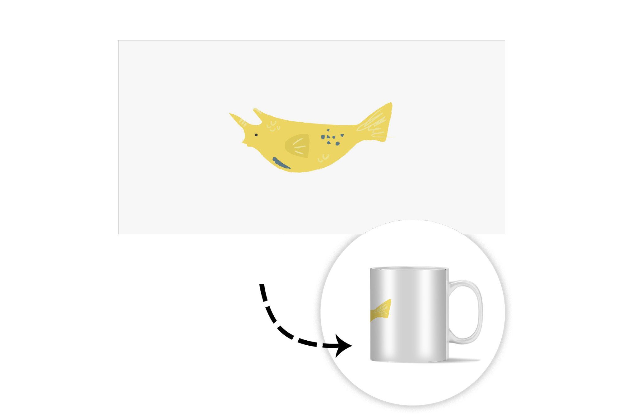 Pastell, Fisch Becher, Tasse MuchoWow - Teetasse, Geschenk Gelb Keramik, Teetasse, Kaffeetassen, -