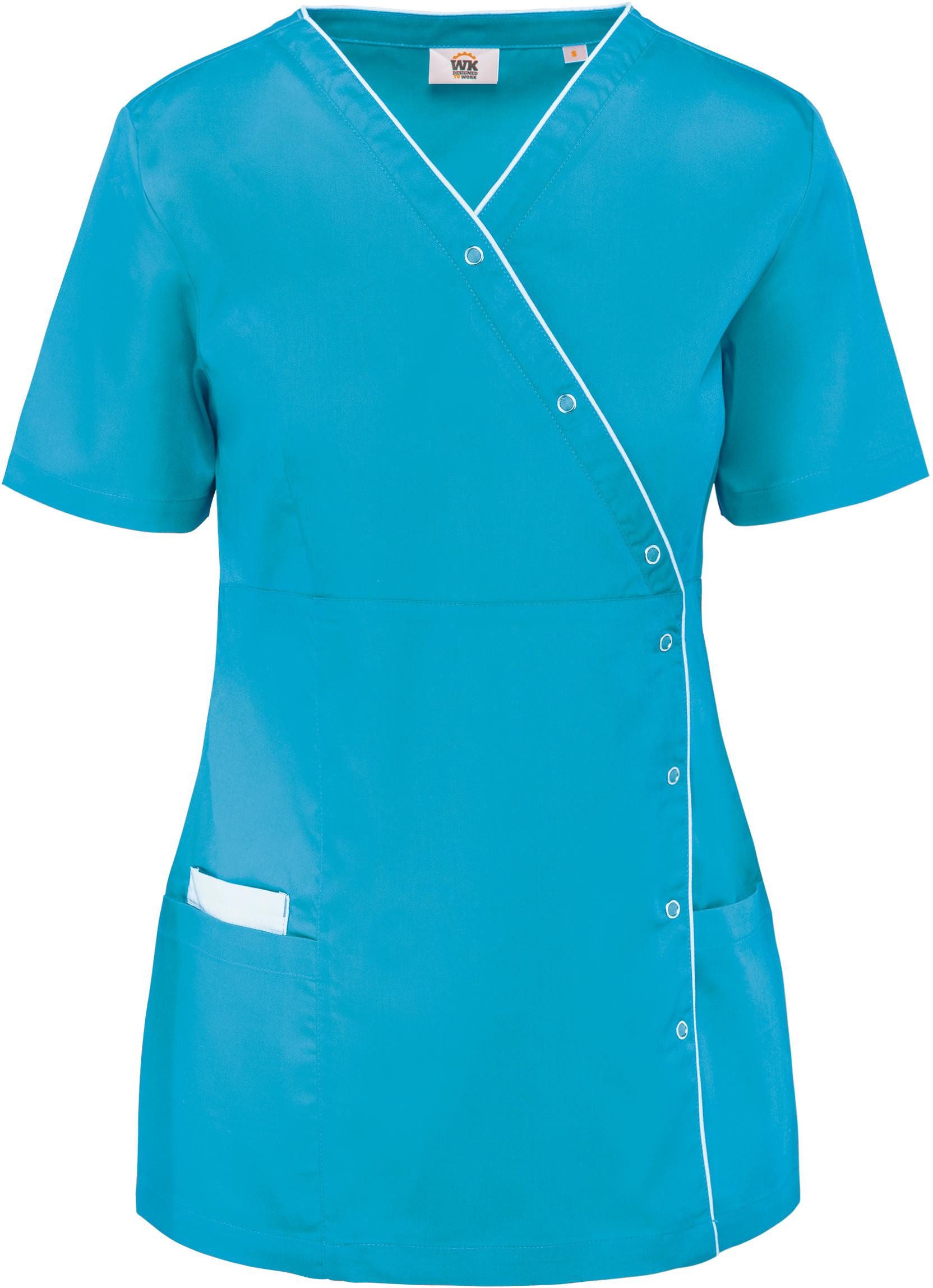 WK. Designed To Work Kittelschürze Damenkittel aus Baumwollpolyester mit Druckknöpfen