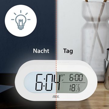 ADE Wecker digital mit Temperaturanzeige Schlummerfunktion, LCD-Display mit Hintergrundbeleuchtung