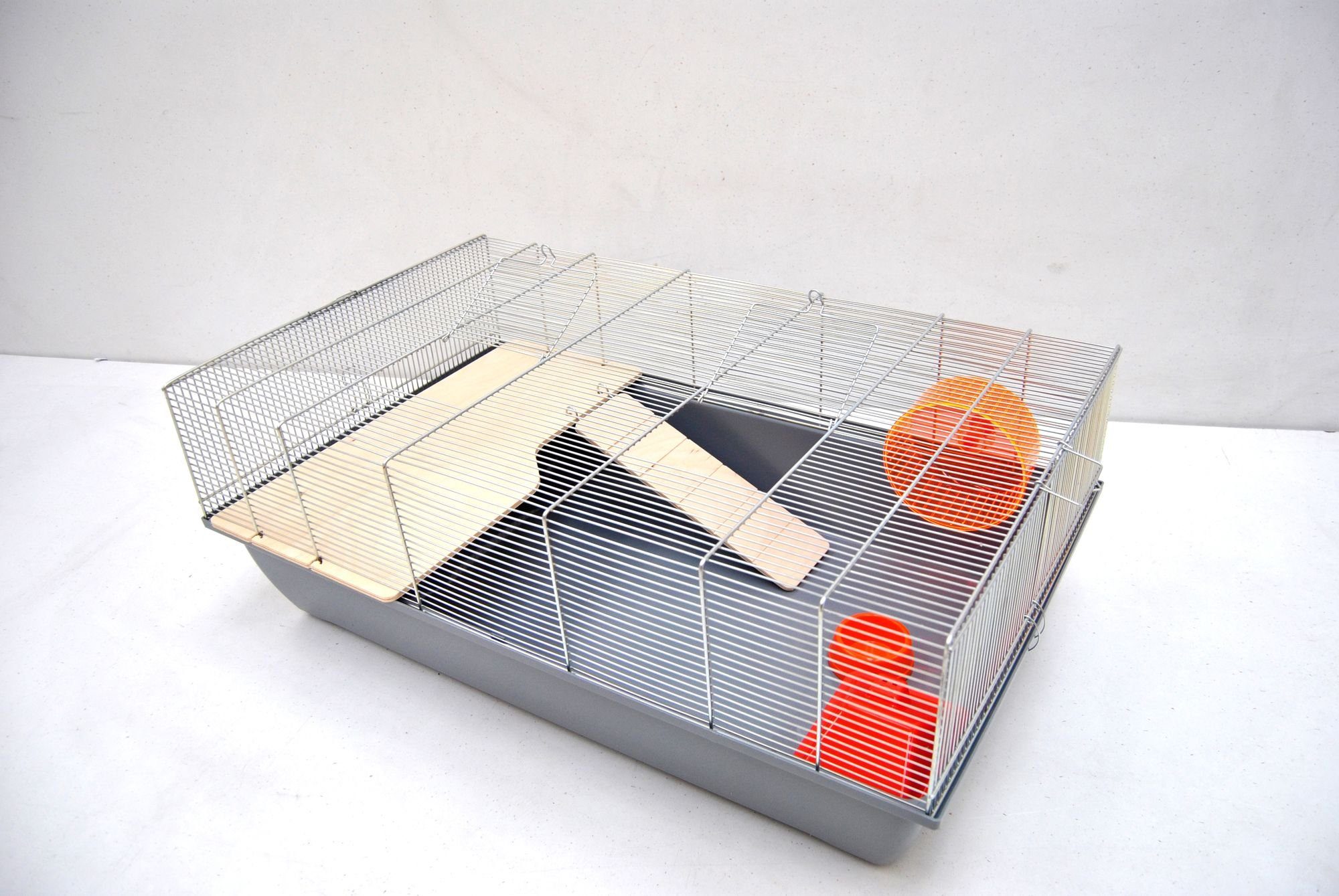 Kleintierkäfig Mäusekäfig Hamsterkäfig Nagerkäfig 78x47x30cm grau mit Zubehör