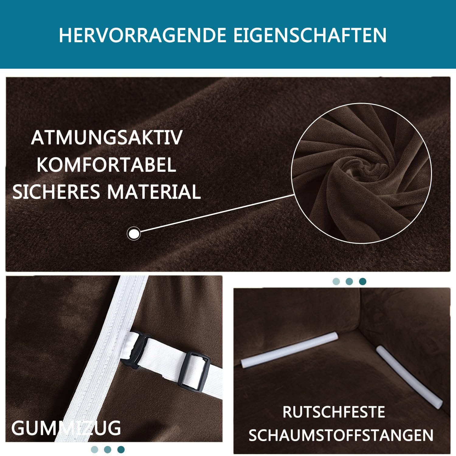 Diwzbyn Sofahusse Velvet Sofabezüge 1/2/3/4-Sitzer Stretch rutschfeste Couchbezug, für Hunde Katze Haustierfreundlich – Bild 5 von 5