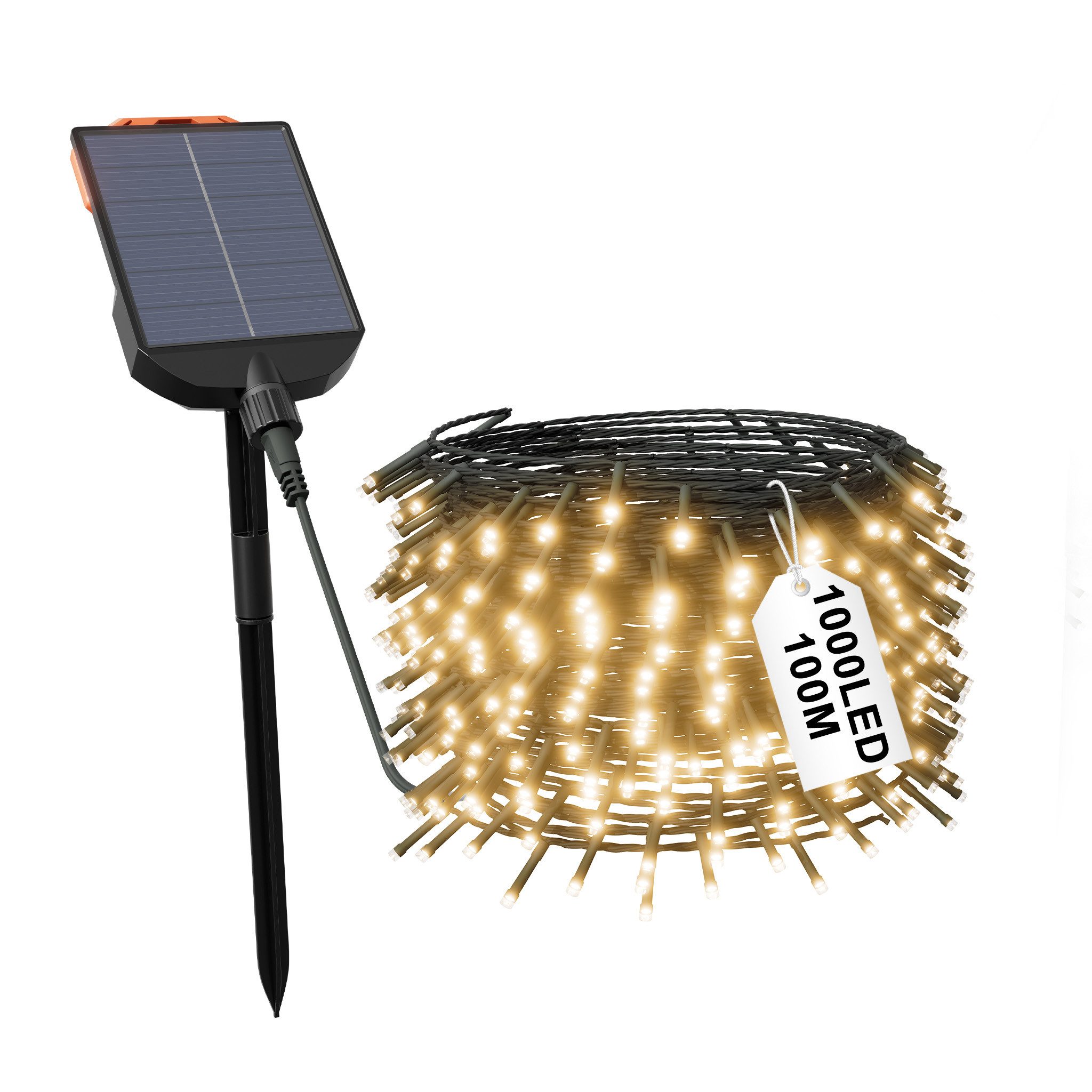 LED Solarleuchte Solar Lichterkette Außen, LED Solarlichterkette Warmweiß