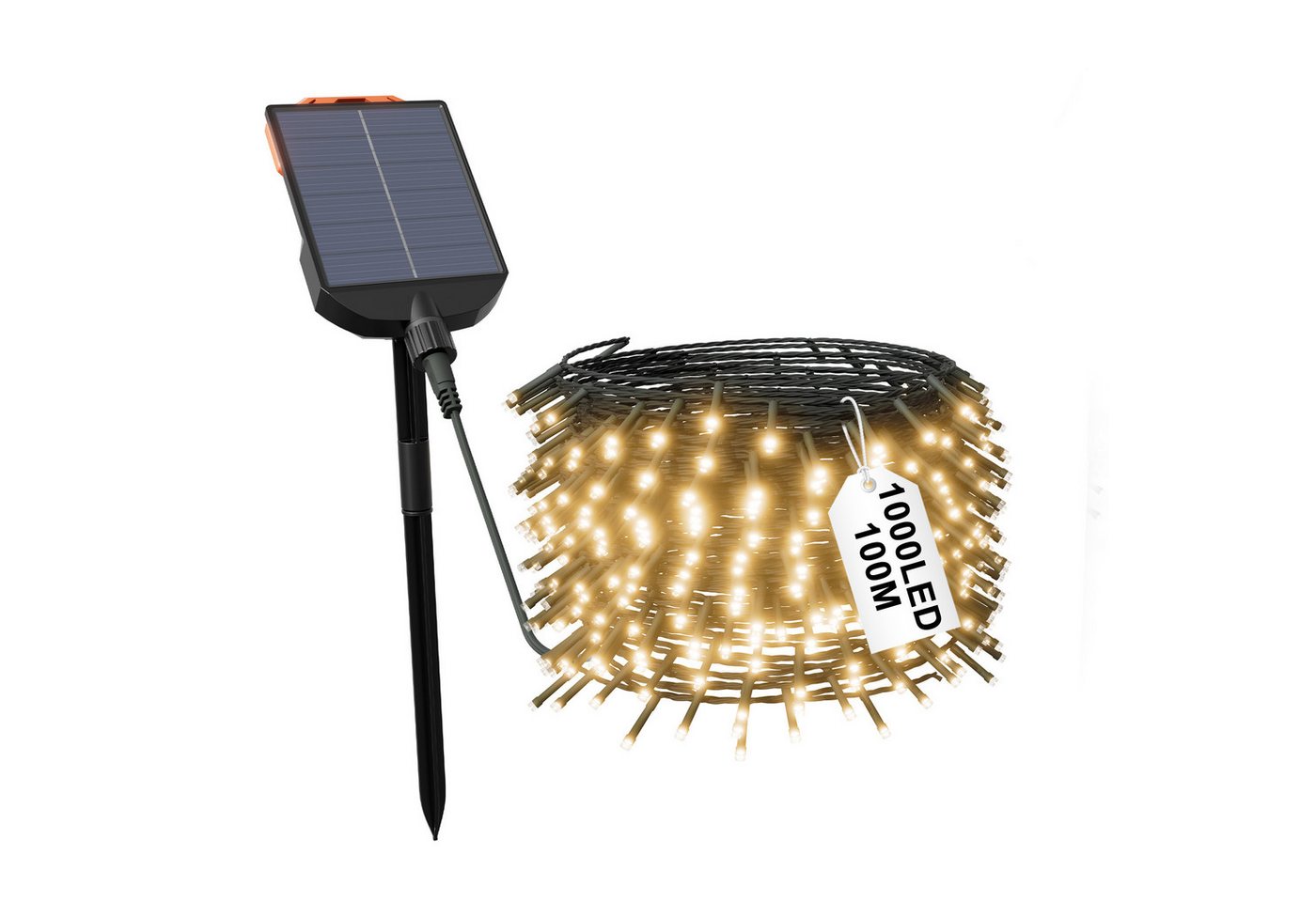 FIVMEN LED Solarleuchte Solar Lichterkette Außen, LED Solarlichterkette Warmweiß, 13 Modi Lichter mit Fernbedienung für Garten Party Balkon Terrasse