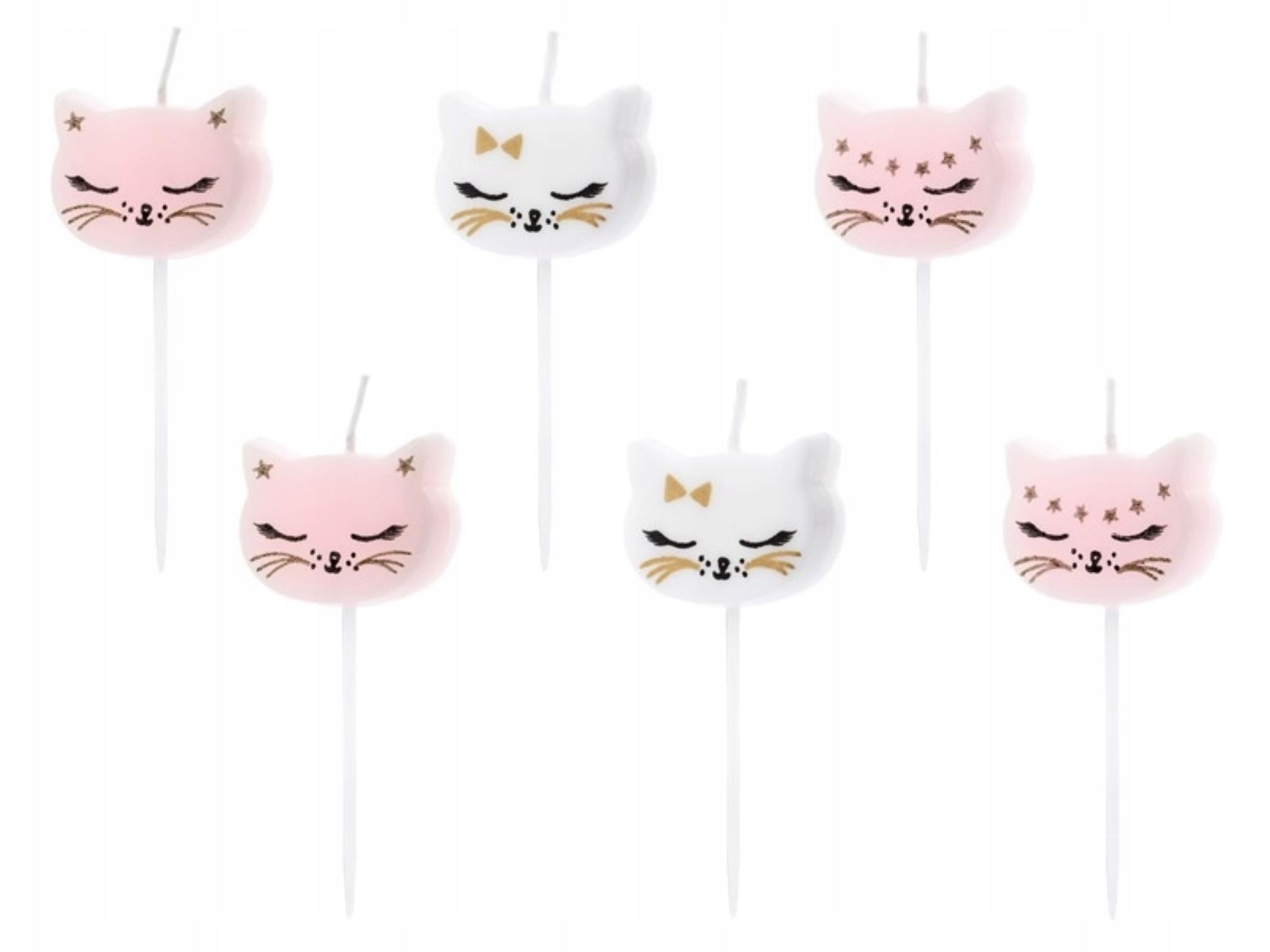 partydeco Geburtstagskerze Geburtstagskerzen Katze - Rosa 2 cm (6 Stück)