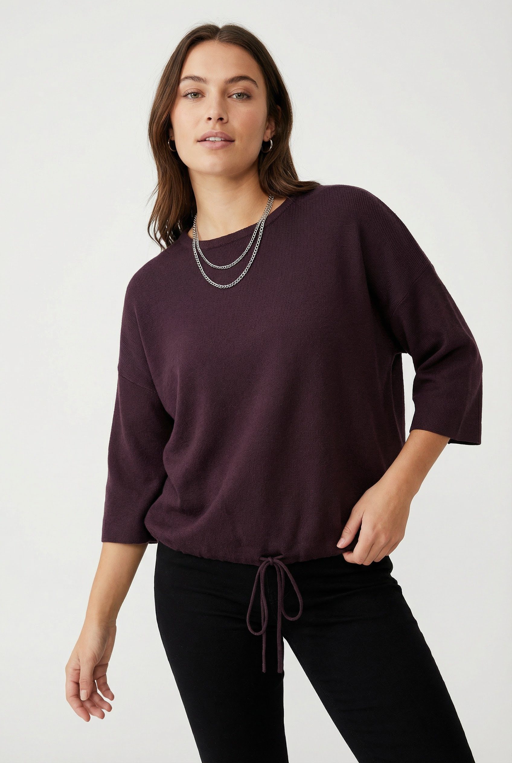 ONLY Kurzarmpullover ONLSITERI SS LOOSE TIE O-NECK TOP CC KNT günstig online kaufen