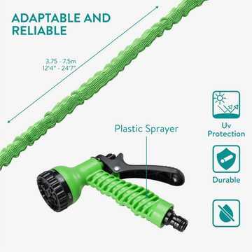 Navaris flexibler Schlauch Flexibler Gartenschlauch 3,75-7,5m - 7 Funktionen Brause - Schlauch