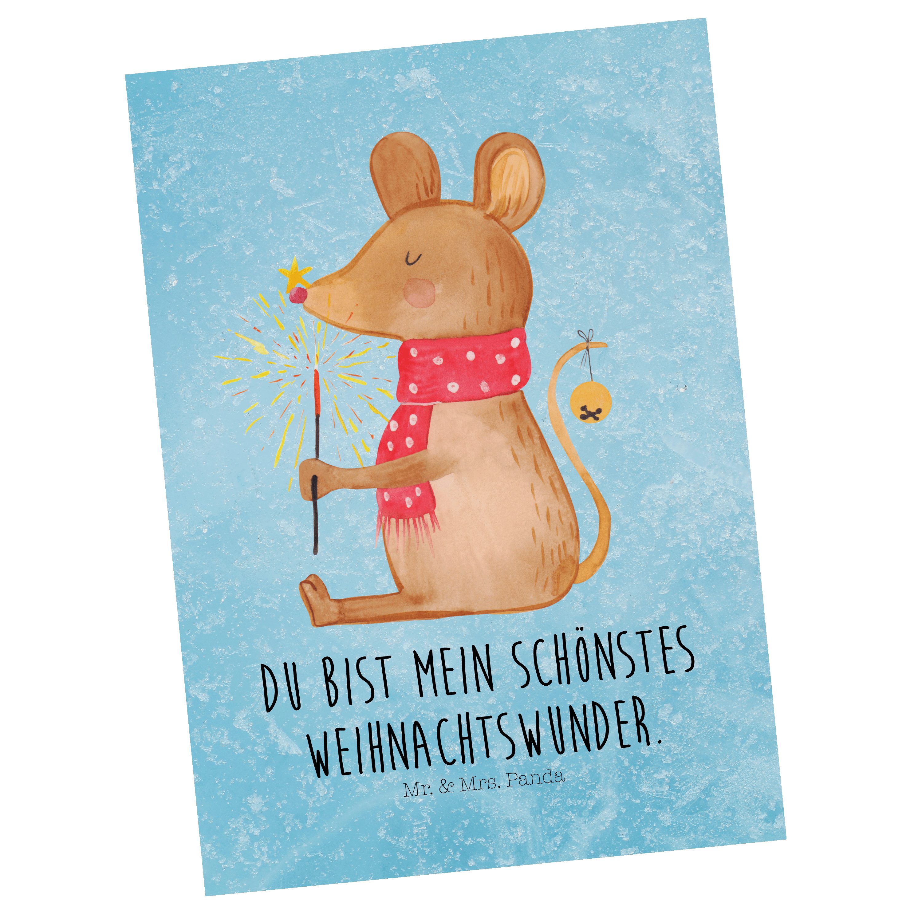 Mrs. Geschenk, Panda Postkarte - Eisblau Weihnac Mr. & Geschenkkarte, Weihnachtsmaus Nikolaus, -