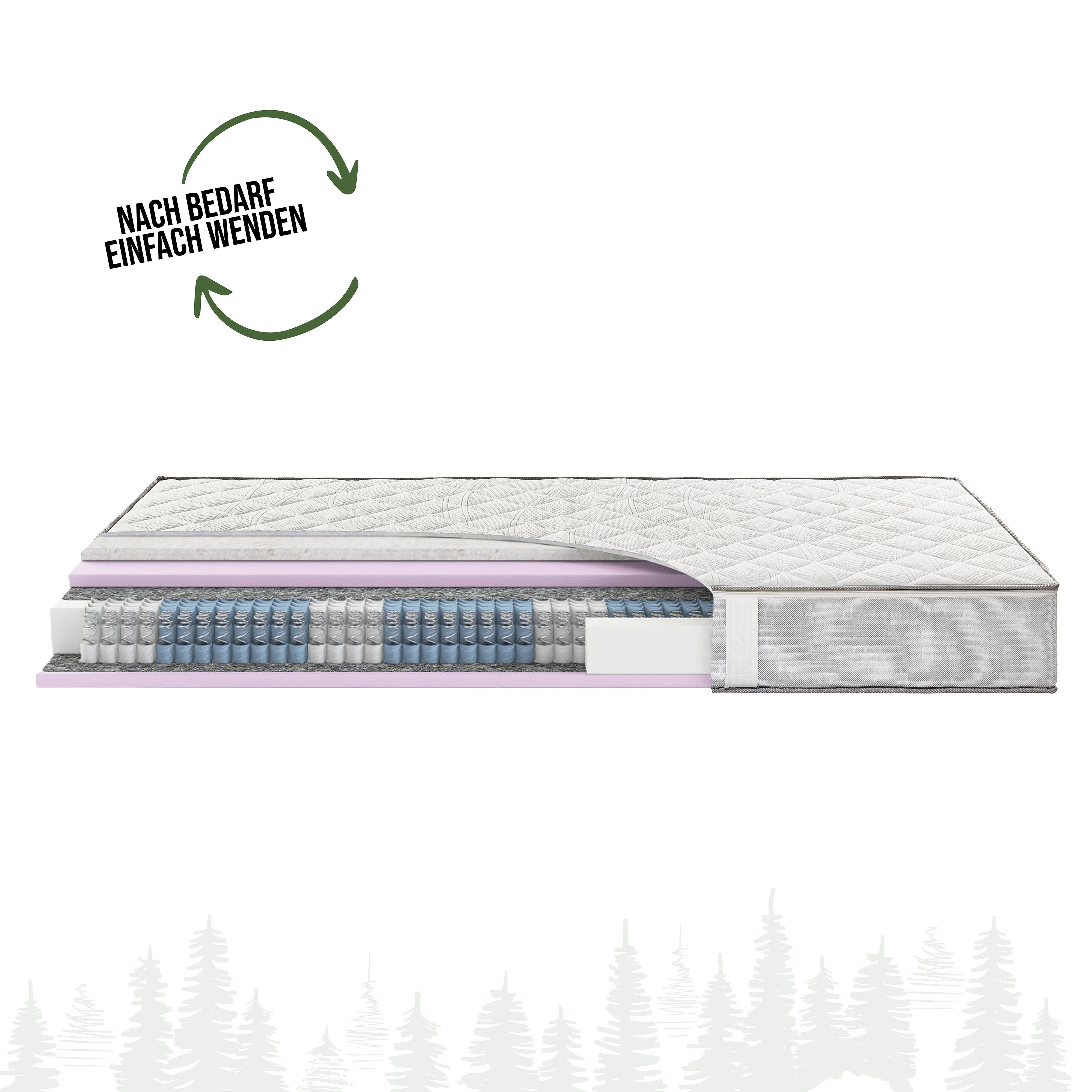 Taschenfederkernmatratze Schwarzwaldmarie Eva - mit 400 Federn, Wendefunktion und Viscoauflage, Schwarzwaldmarie, 23 cm hoch, Klimaregulierung, ergonomisch und atmungsaktiv