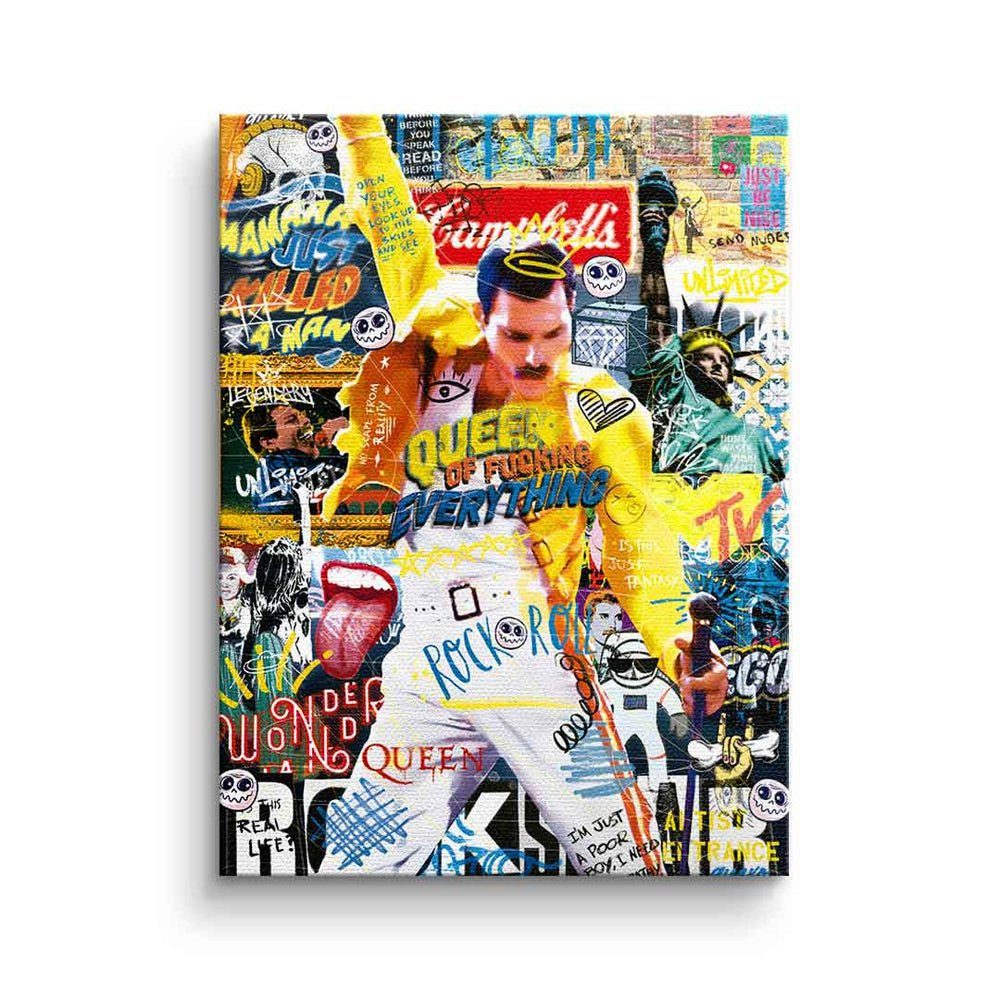 Pop Leinwandbild collage Freddie DOTCOMCANVAS silberner Queen Art DOTCOMCANVAS® Rahmen Leinwandbild, Mercury