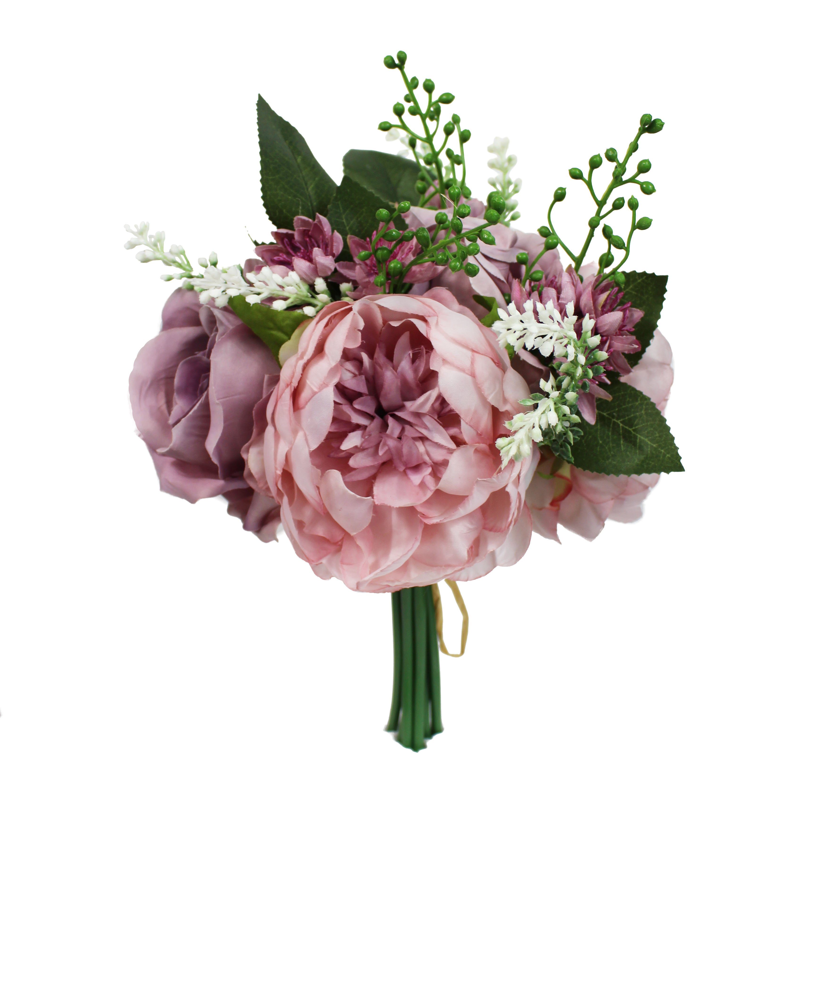 Kunstblume Blumenstrauß Blumenarrangement Rose, Arnusa, Höhe 30 cm, auch als Brautstrauß geeignet | Kunstblumen