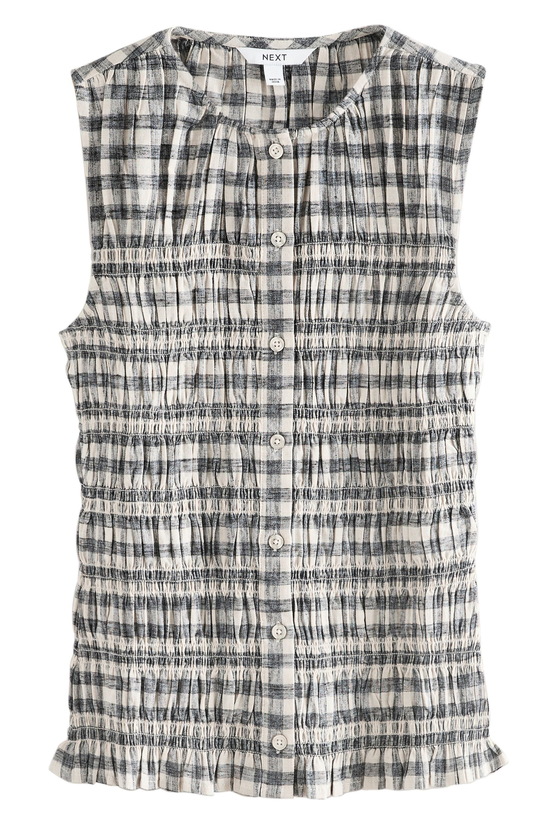 Next Blusentop Ärmelloses gesmoktes Top mit Knopfleiste (1-tlg) günstig online kaufen