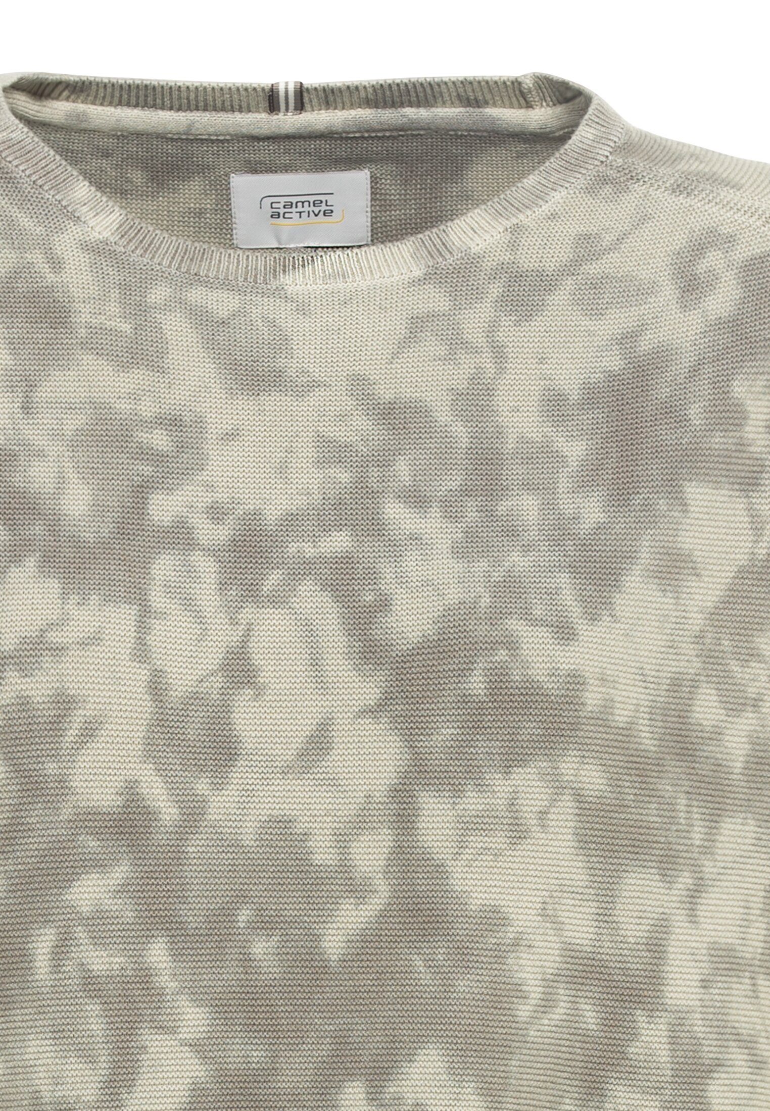 camel active Strickpullover aus Baumwolle Langarm Rundhals Markenlabel