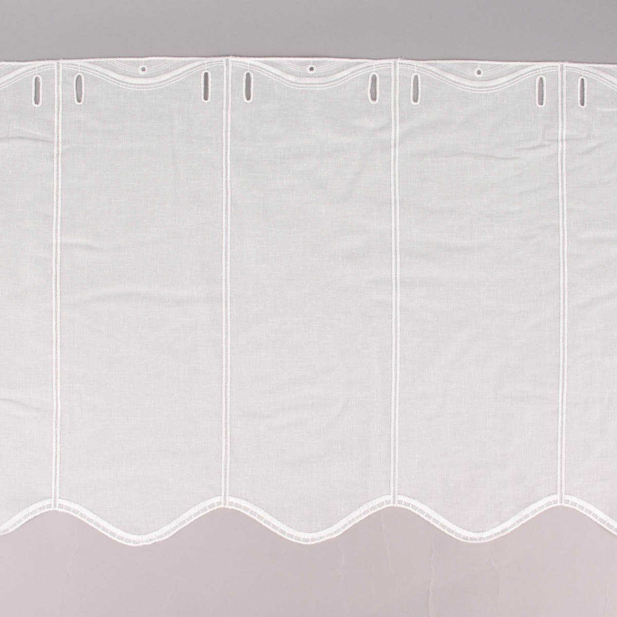 SCHÖNER LEBEN. Meterware Scheibengardine nähfrei Stickerei Leinenlook ecru 45cm, leicht perforiert, Stickerei/Stickstoff, bestickt, pflegeleicht