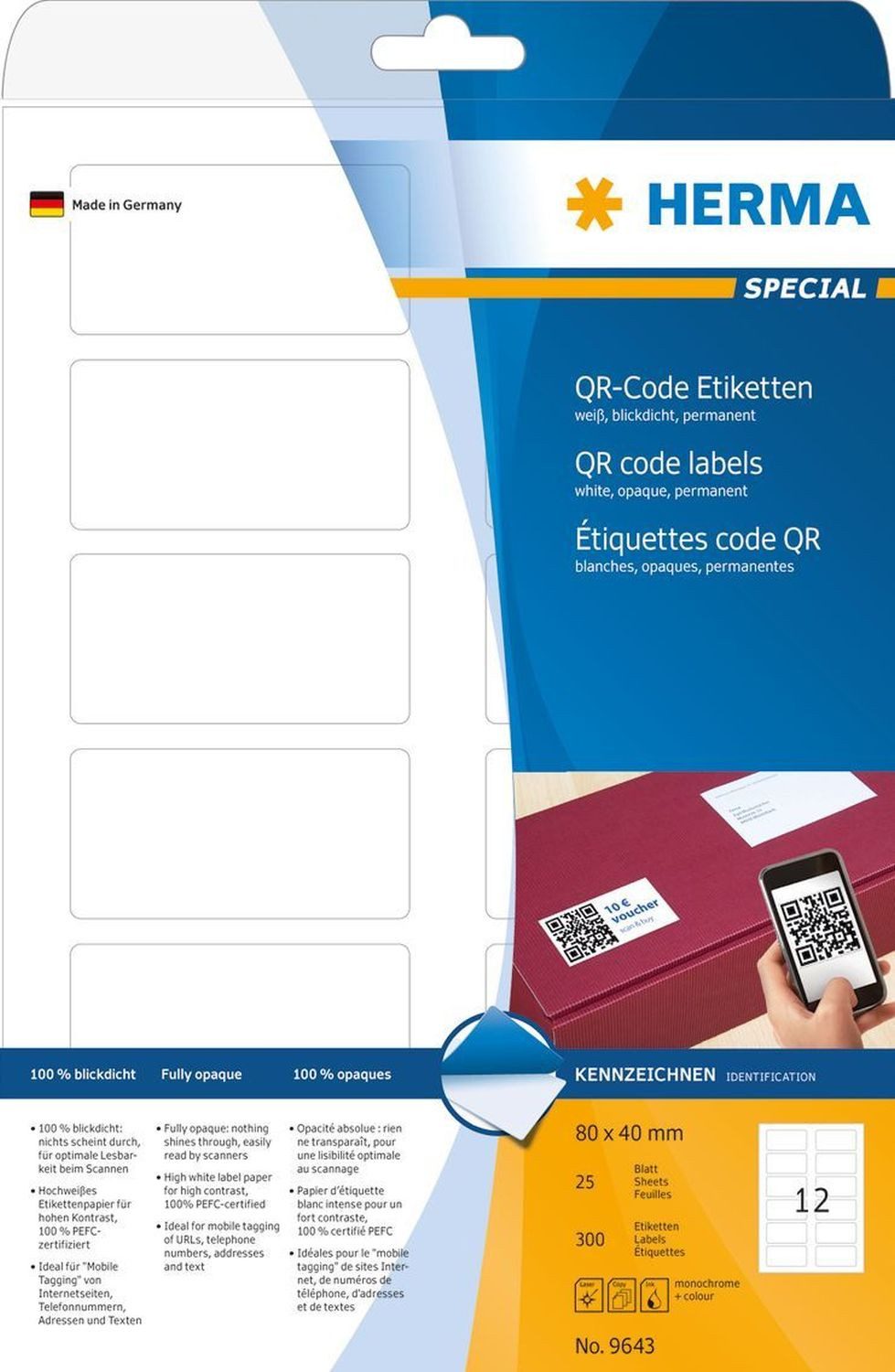 HERMA Etiketten HERMA QR-Code Etiketten, 80 x 40 mm, rechteckig
