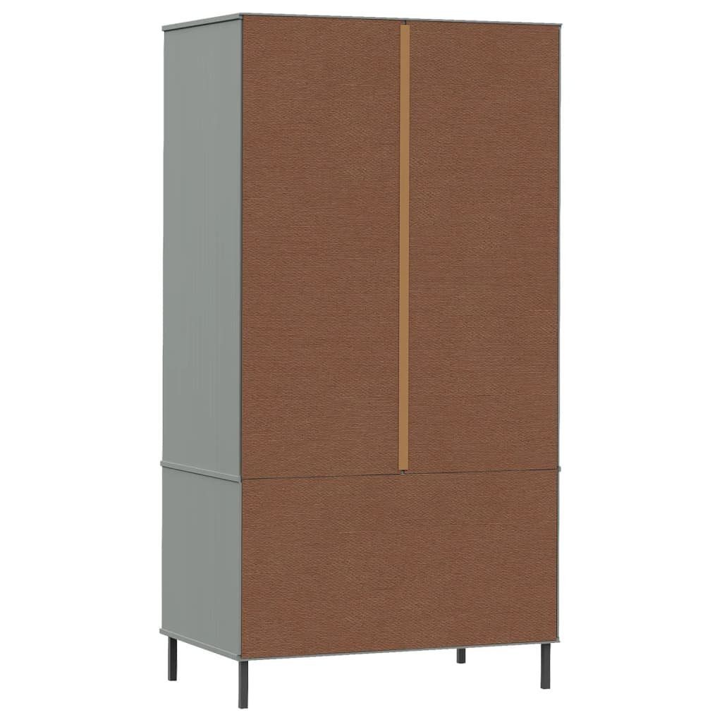 furnicato Metallbeine Grau OSLO Massivholz Kleiderschrank (1-St) 90x55x172,5cm