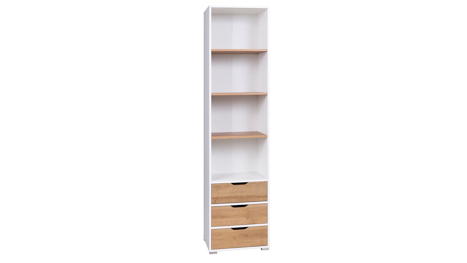 stellbar Eiche Modern mit 4 Weiß Fächern, viel Stanfschrank, und Design, Wotan Schubladen Standregal Stylefy Matt variabel Bücherregal, Senza, - Stauraum,