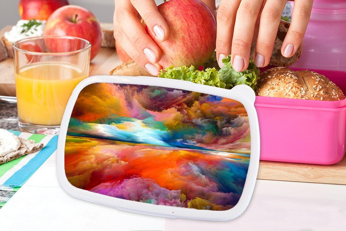 (2-tlg), Kinder, Mädchen, Wolken, MuchoWow Kunststoff - Snackbox, Kunststoff, rosa Abstrakt Erwachsene, Brotbox - - Lunchbox Ölgemälde Brotdose für Gemälde