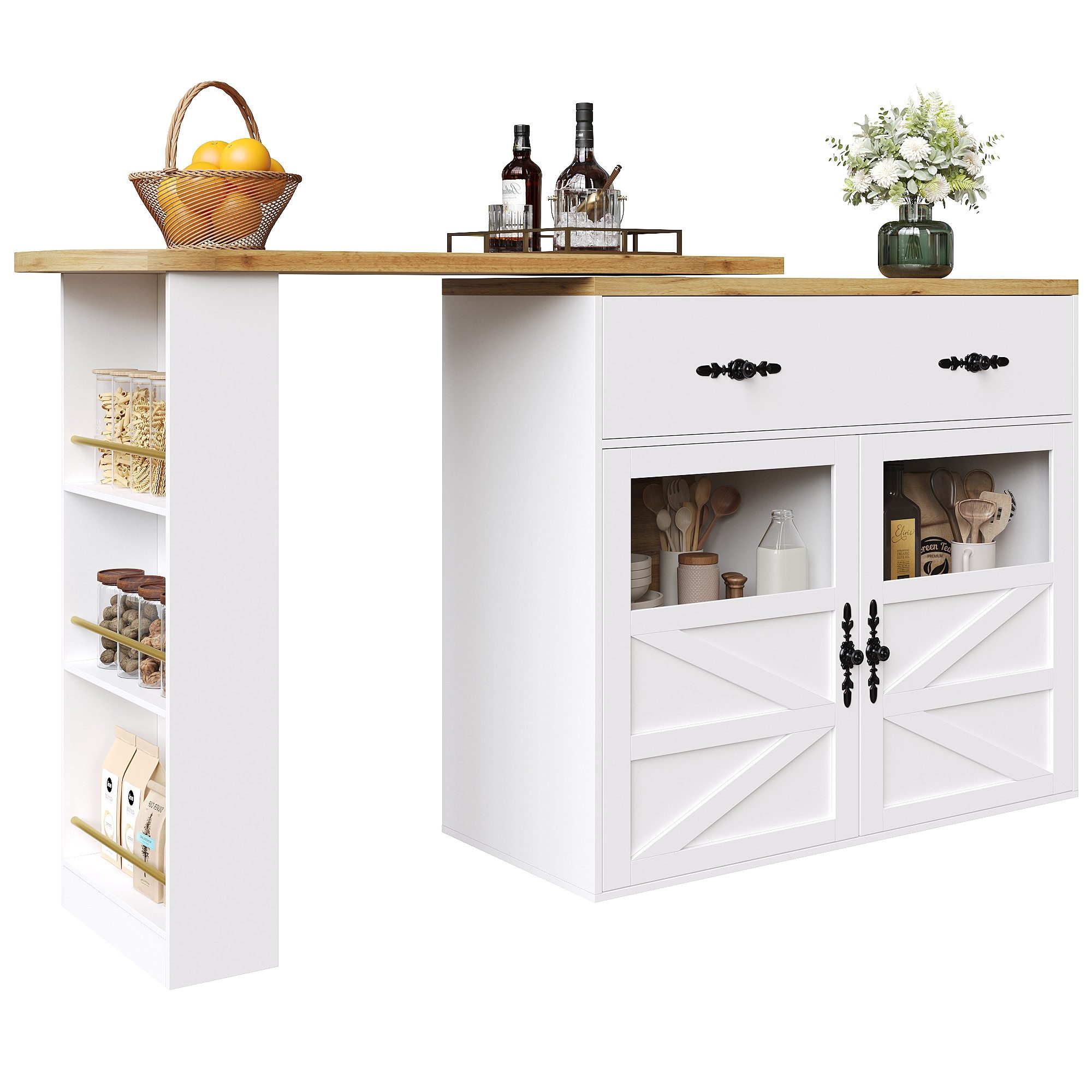 i@home Bartisch Essbar,Kücheninsel,Bistro Table,weiß /schwarz (Packung günstig online kaufen