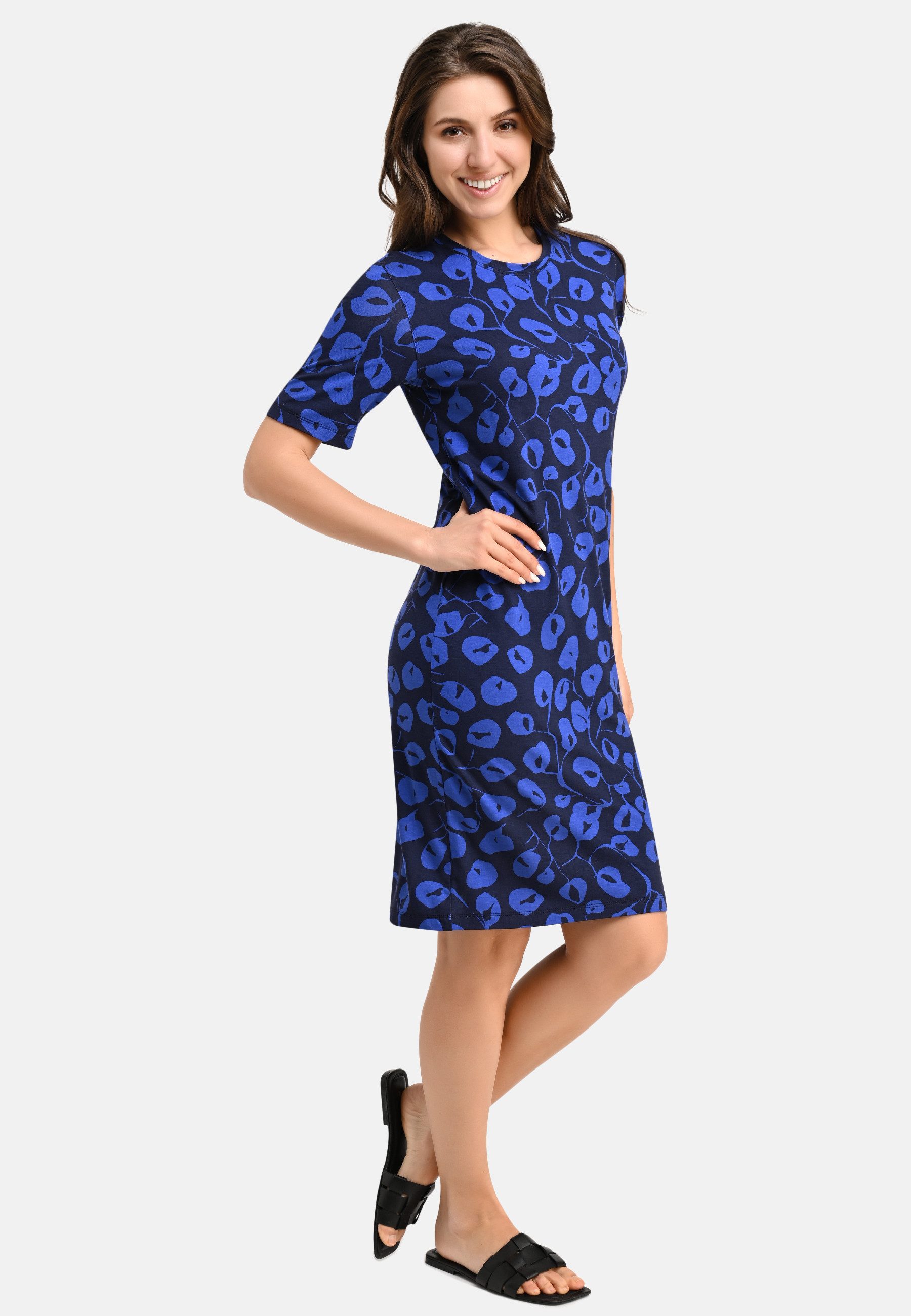 BICALLA Midikleid Jersey-Kleid mit Mohn-Print in Blau (1-tlg) günstig online kaufen