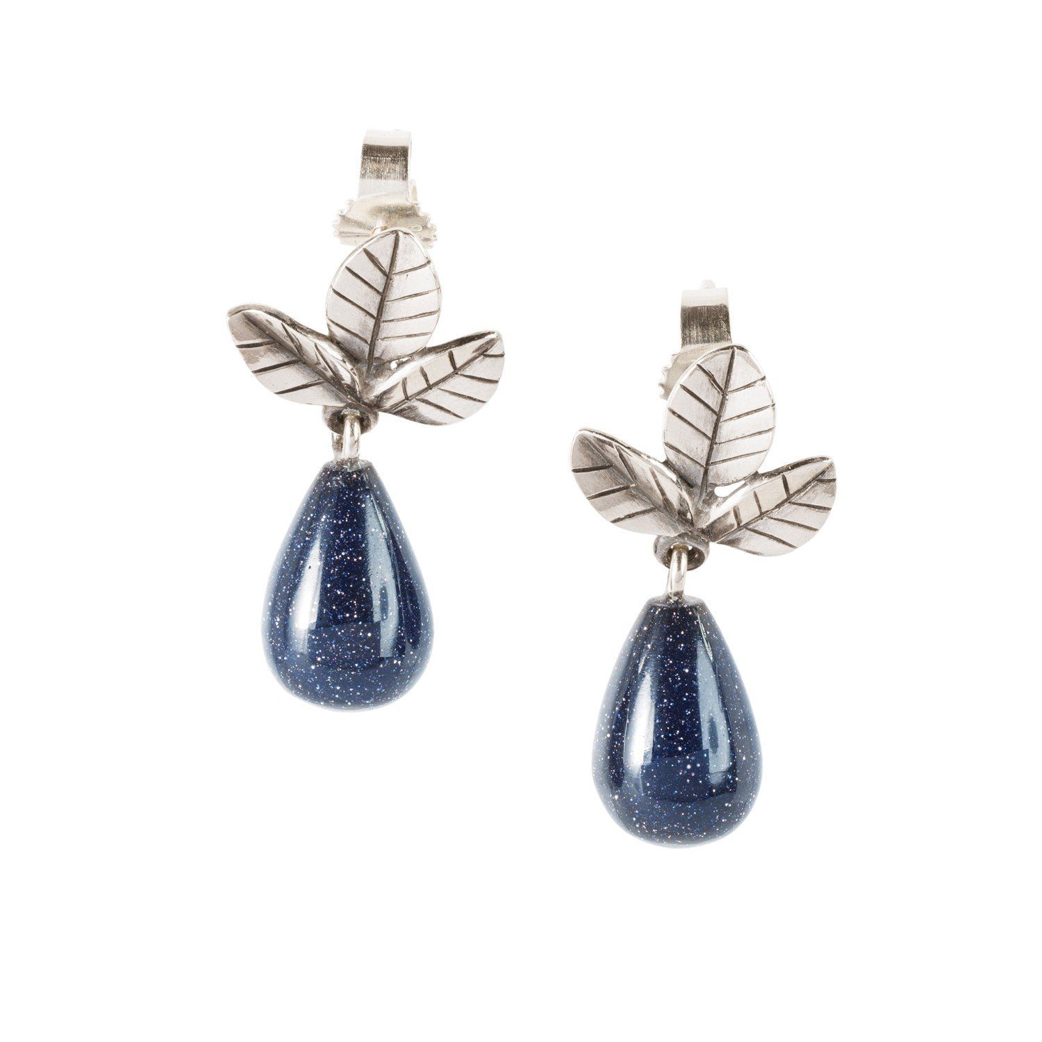 Trollbeads Paar Серьги-гвоздики Blätter der Stärke Серьги-гвоздики mit Blauem Goldstein, TAGEA-00128