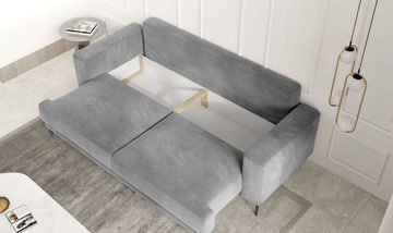 MOEBLO Schlafsofa DRAVEN, Sofa Couch für Wohnzimmer Federkern Sofagarnitur Polstersofa Wohnlandschaft, mit Schlaffunktion und Bettkasten