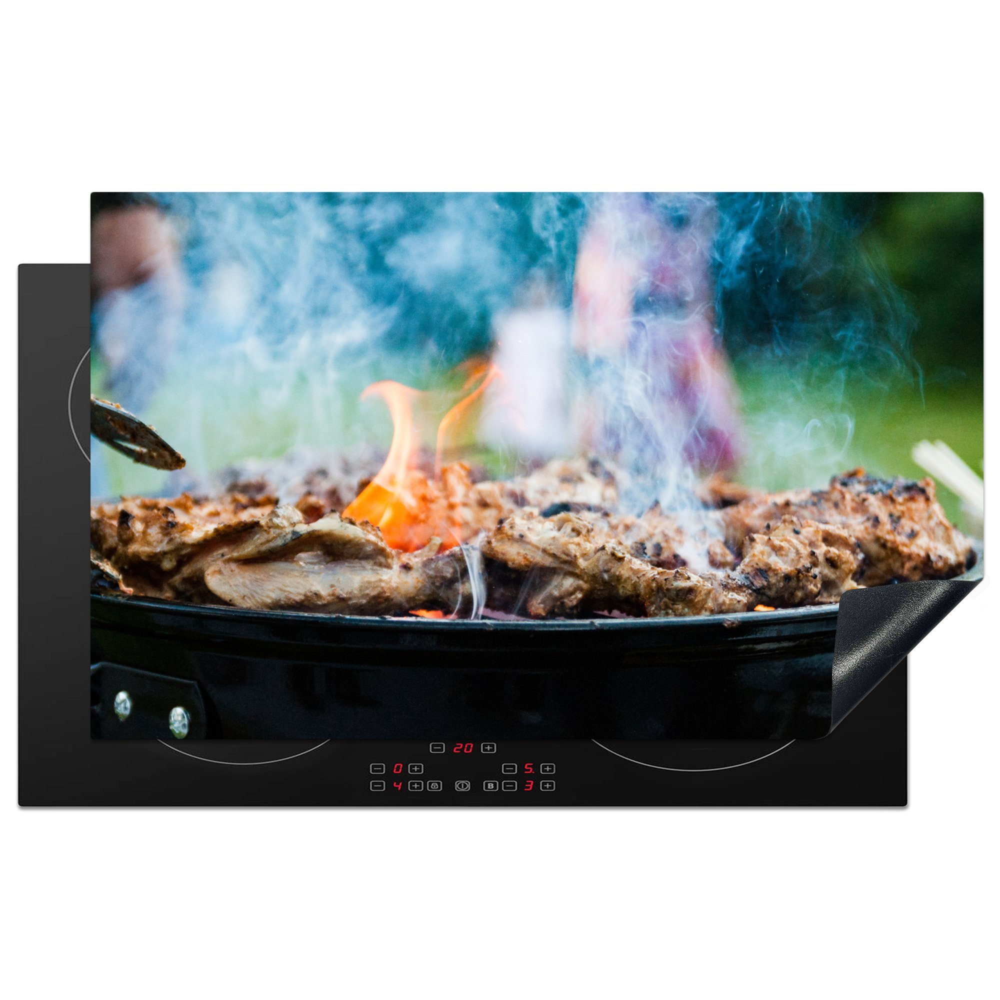 MuchoWow Herdblende-/Abdeckplatte Gut bestückter Grill, Vinyl, (1 tlg), 83x51 cm, Ceranfeldabdeckung, Arbeitsplatte für küche | Herdabdeckplatten