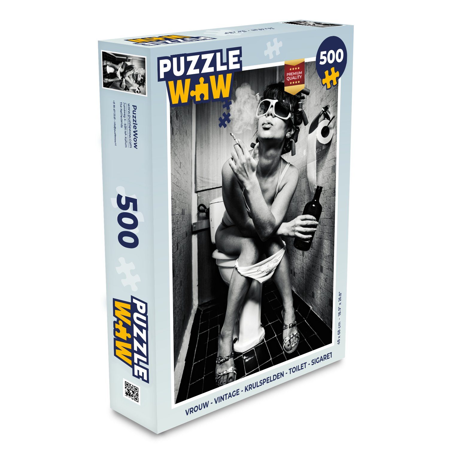 MuchoWow Puzzle Frau - Vintage - Lockenwickler - Toilette - Zigarette, Puzzleteile, Foto-Puzzle, Bilderrätsel, Puzzlespiele, Spielzeug