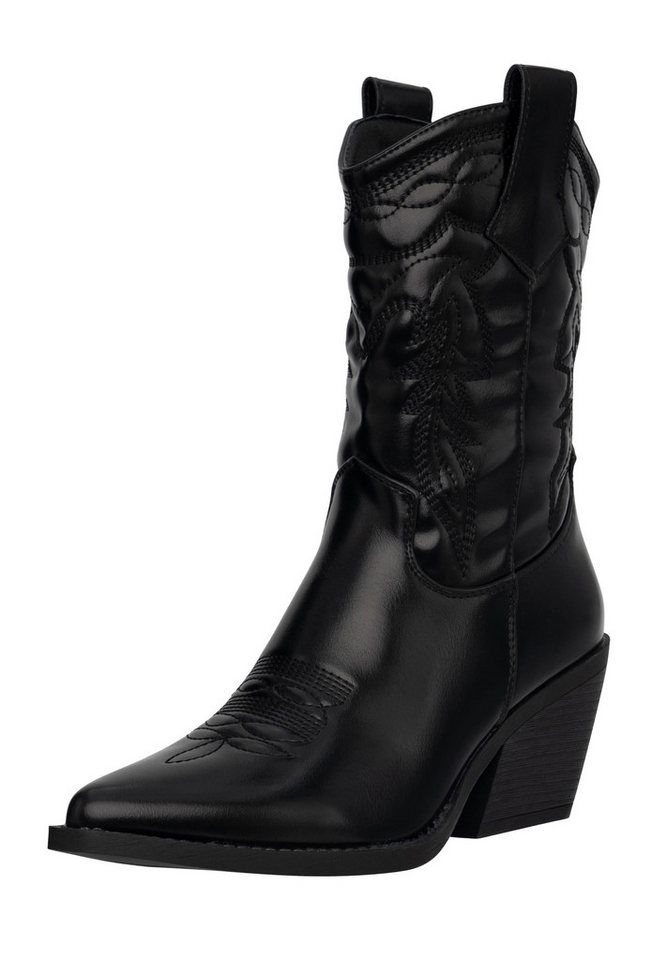 Salinyang Cowboy Boots Damen mit Absatz in Lederoptik Western Stiefel Stiefelette