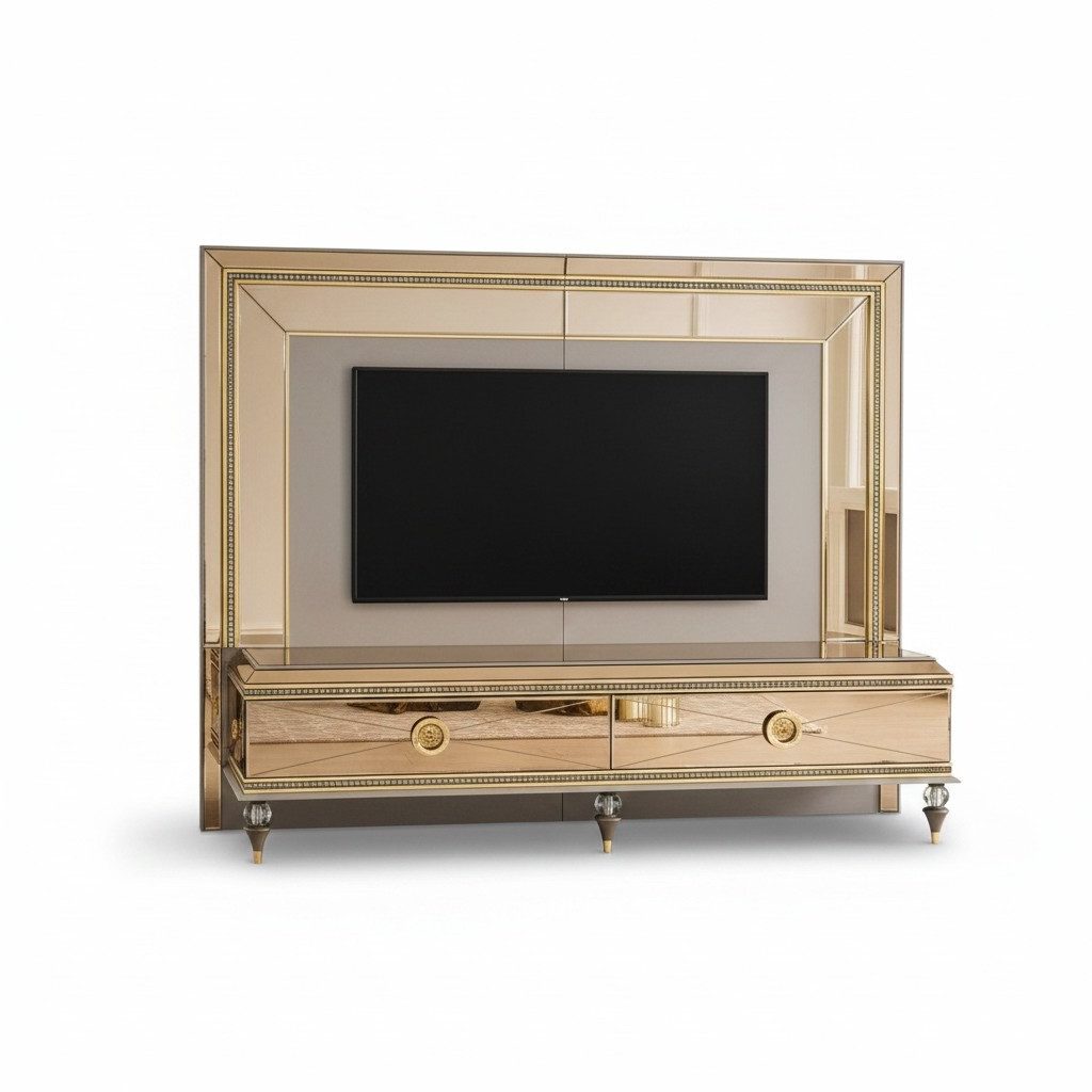 Xlmoebel TV-Wand RTV Lowboard in Gold Holz mit modernem Design, (1-St., Lowboard), Hergestellt in Europa
