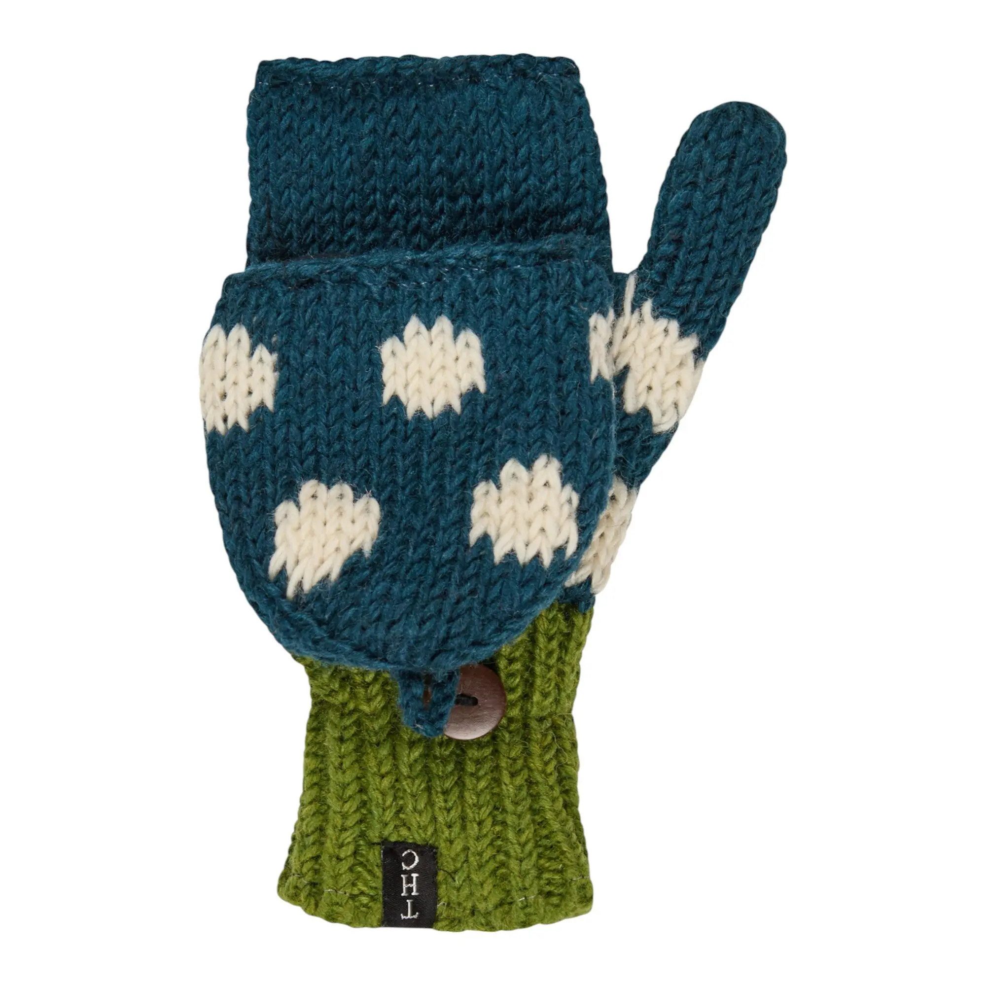 THC Natural Line Strickhandschuhe THC Klapphandschuhe 842 gepunktet (1-St., 1 Paar) abklappbare Fingerspitzen